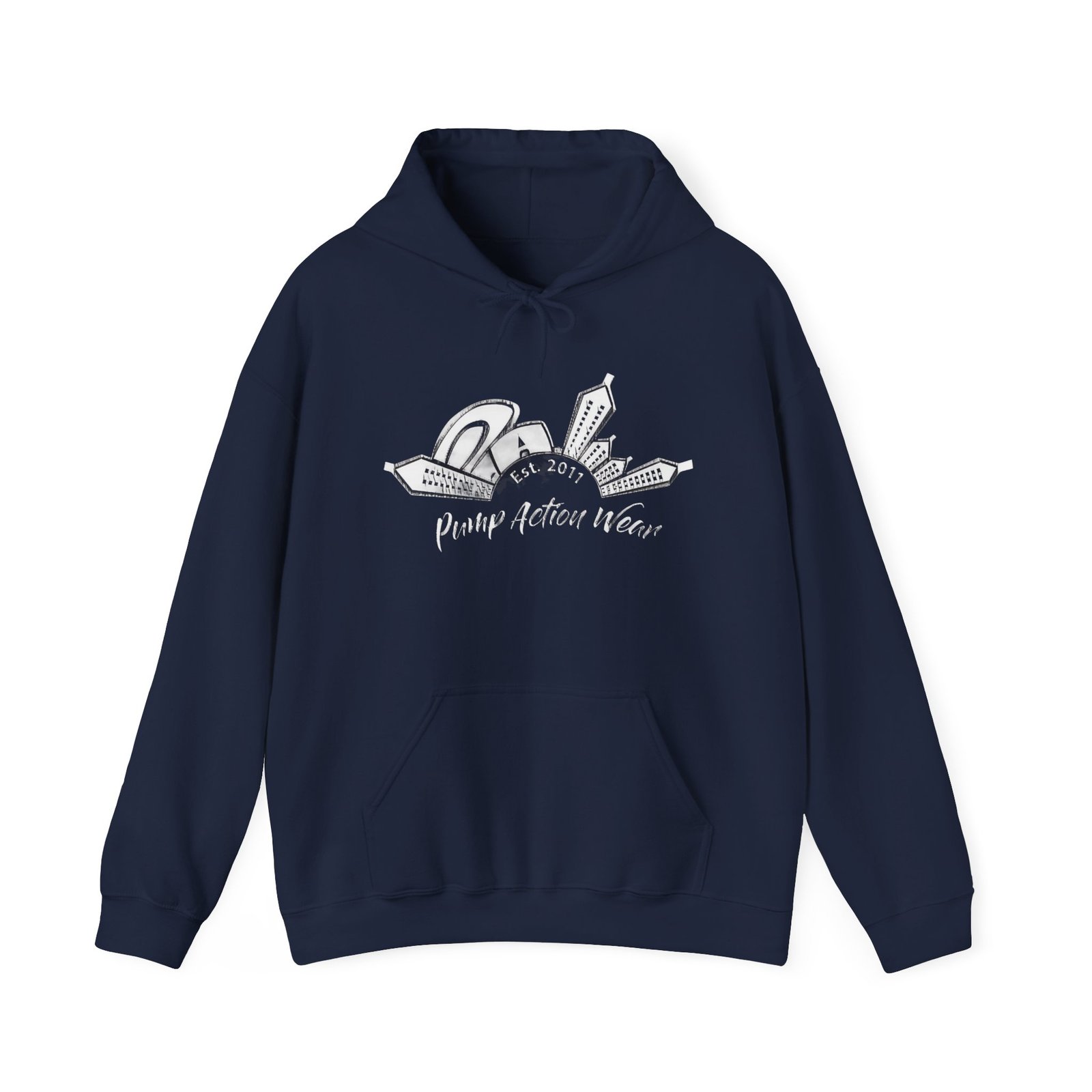 Pump Action Wear Hoodie — Vintage Gunshop Logo Pullover - Image 45