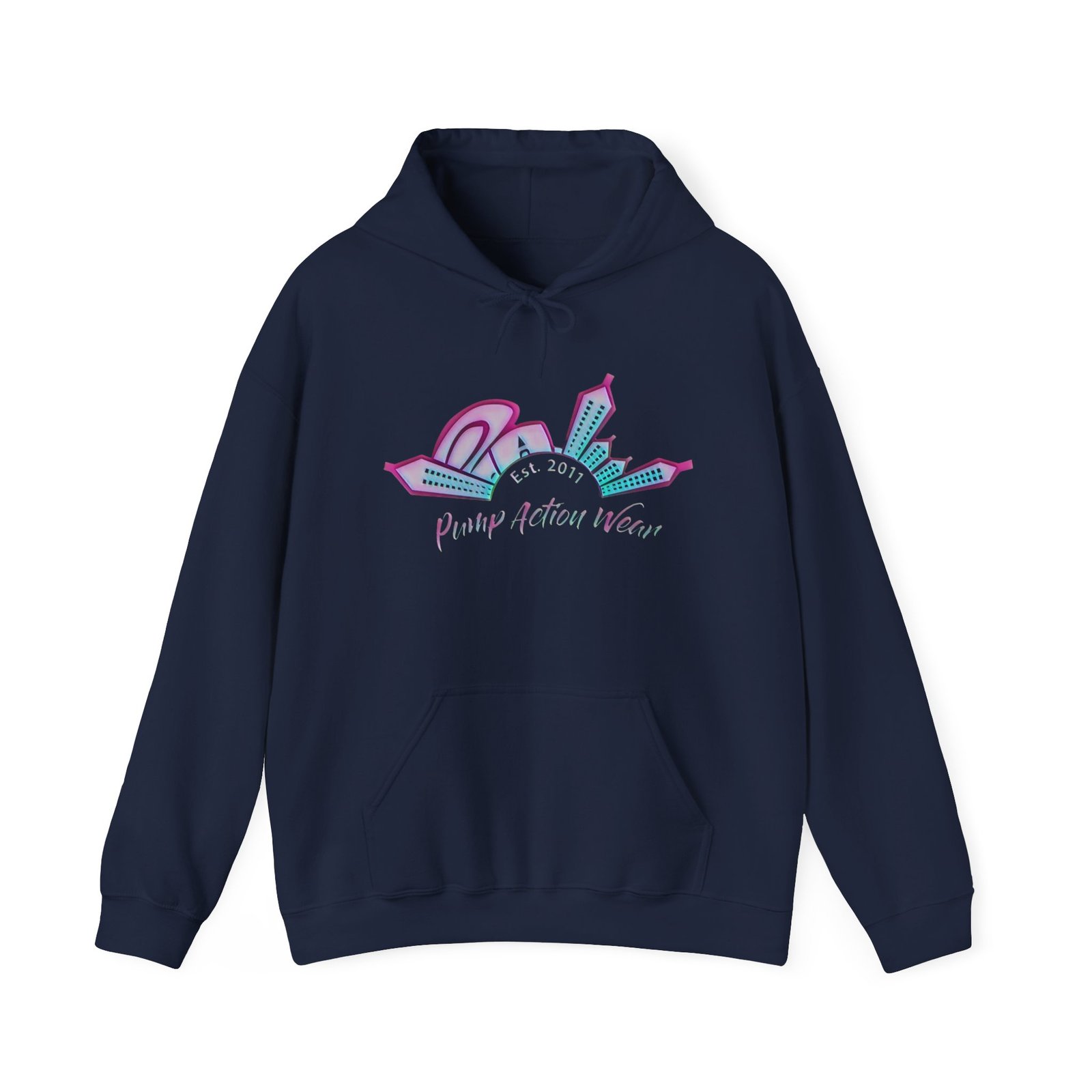 Hoodie — Prism City Skyline "Planet Action Never" Graphic Pullover - Image 37