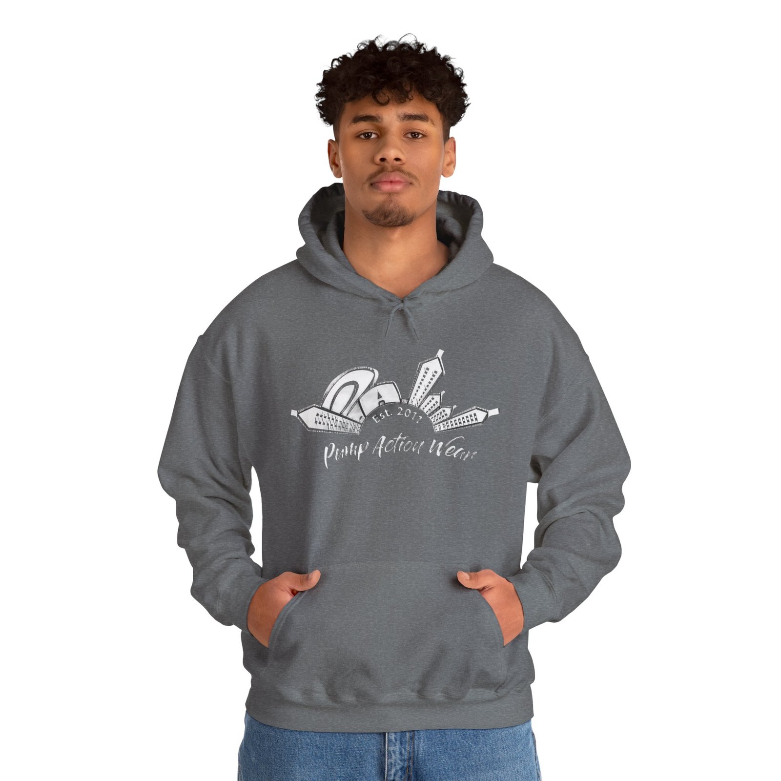 Pump Action Wear Hoodie — Vintage Gunshop Logo Pullover - Image 27