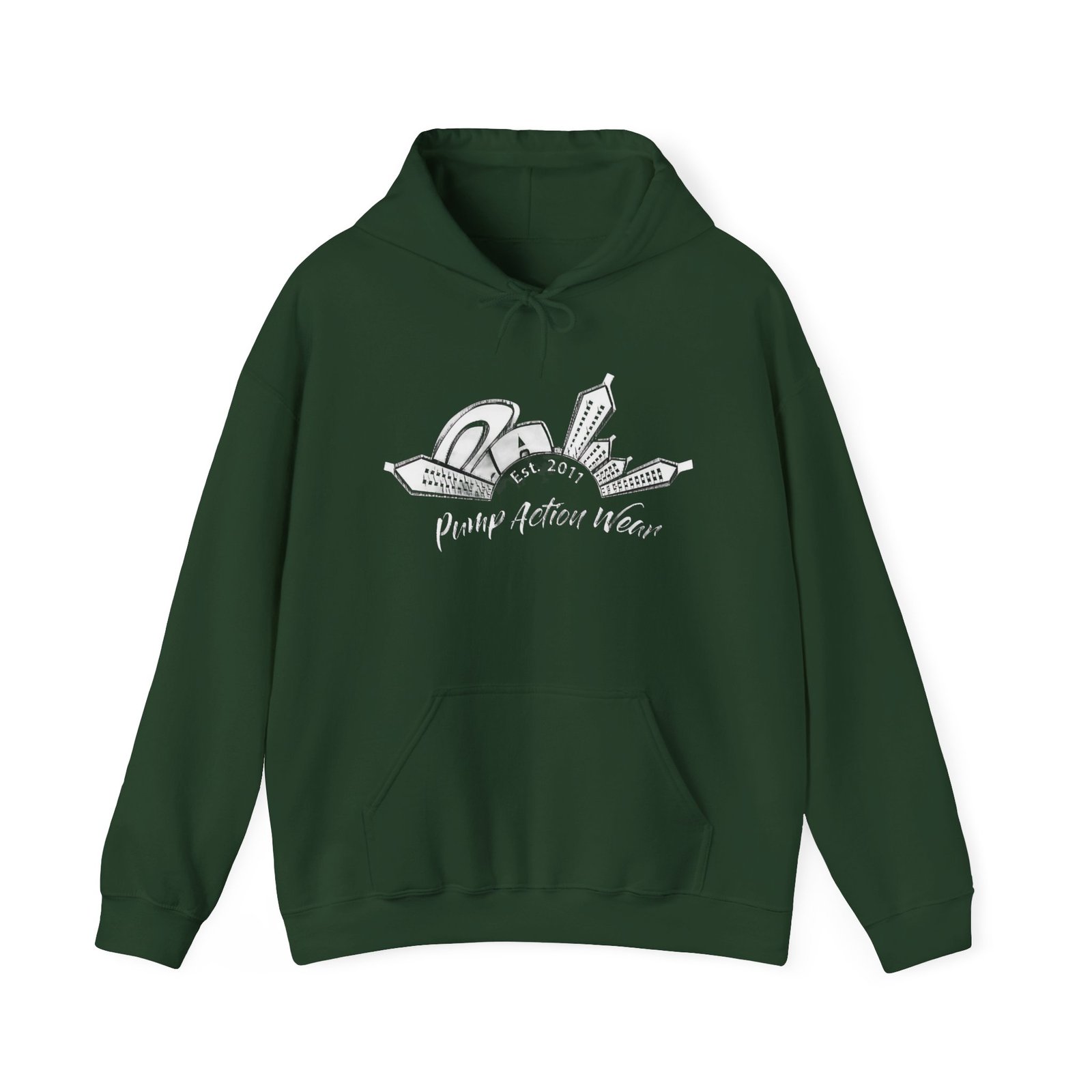 Pump Action Wear Hoodie — Vintage Gunshop Logo Pullover - Image 21