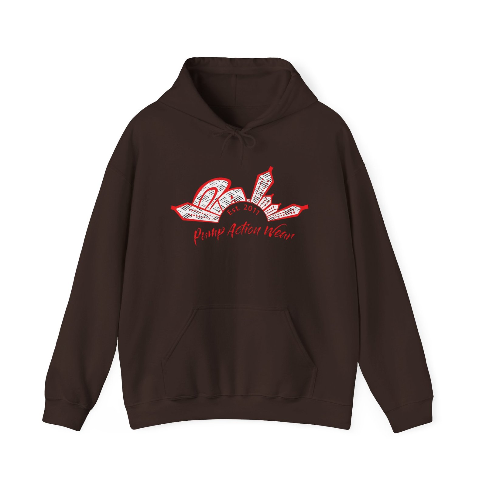 City Skyline Hoodie — 'Pump Action Weaver' Red Sketch Urban Graphic Pullover - Image 21