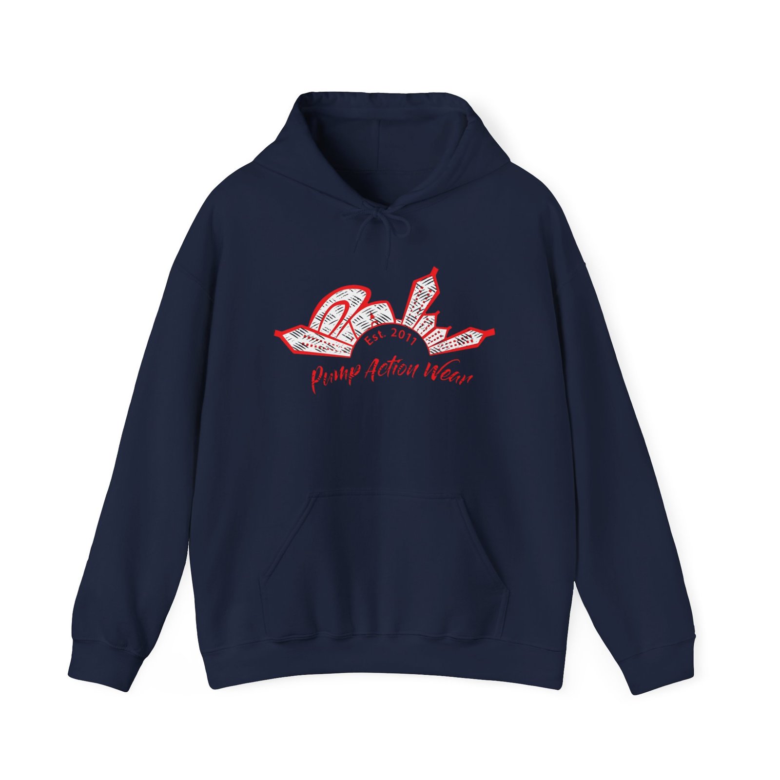 City Skyline Hoodie — 'Pump Action Weaver' Red Sketch Urban Graphic Pullover - Image 37