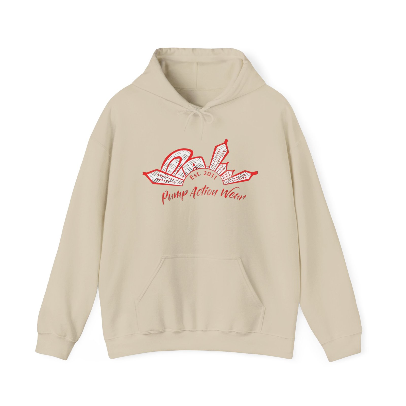 City Skyline Hoodie — 'Pump Action Weaver' Red Sketch Urban Graphic Pullover - Image 13