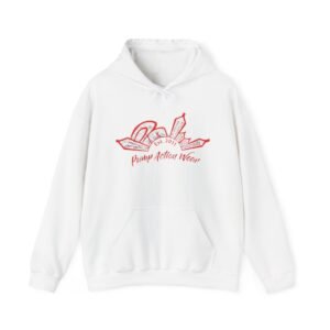 City Skyline Hoodie — 'Pump Action Weaver' Red Sketch Urban Graphic Pullover