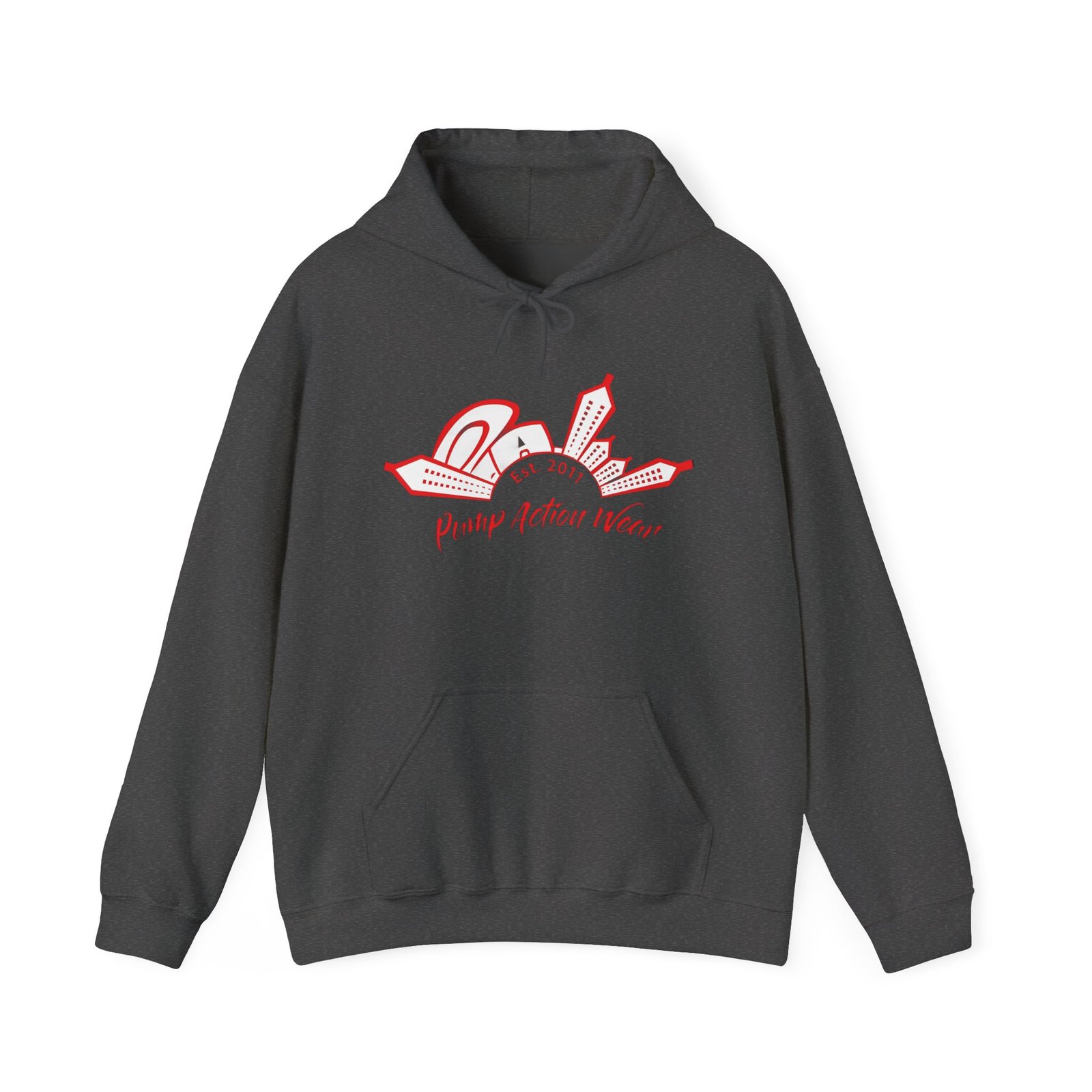 City Skyline Hoodie — 'Planet Action Wear' Retro Red Logo - Image 41