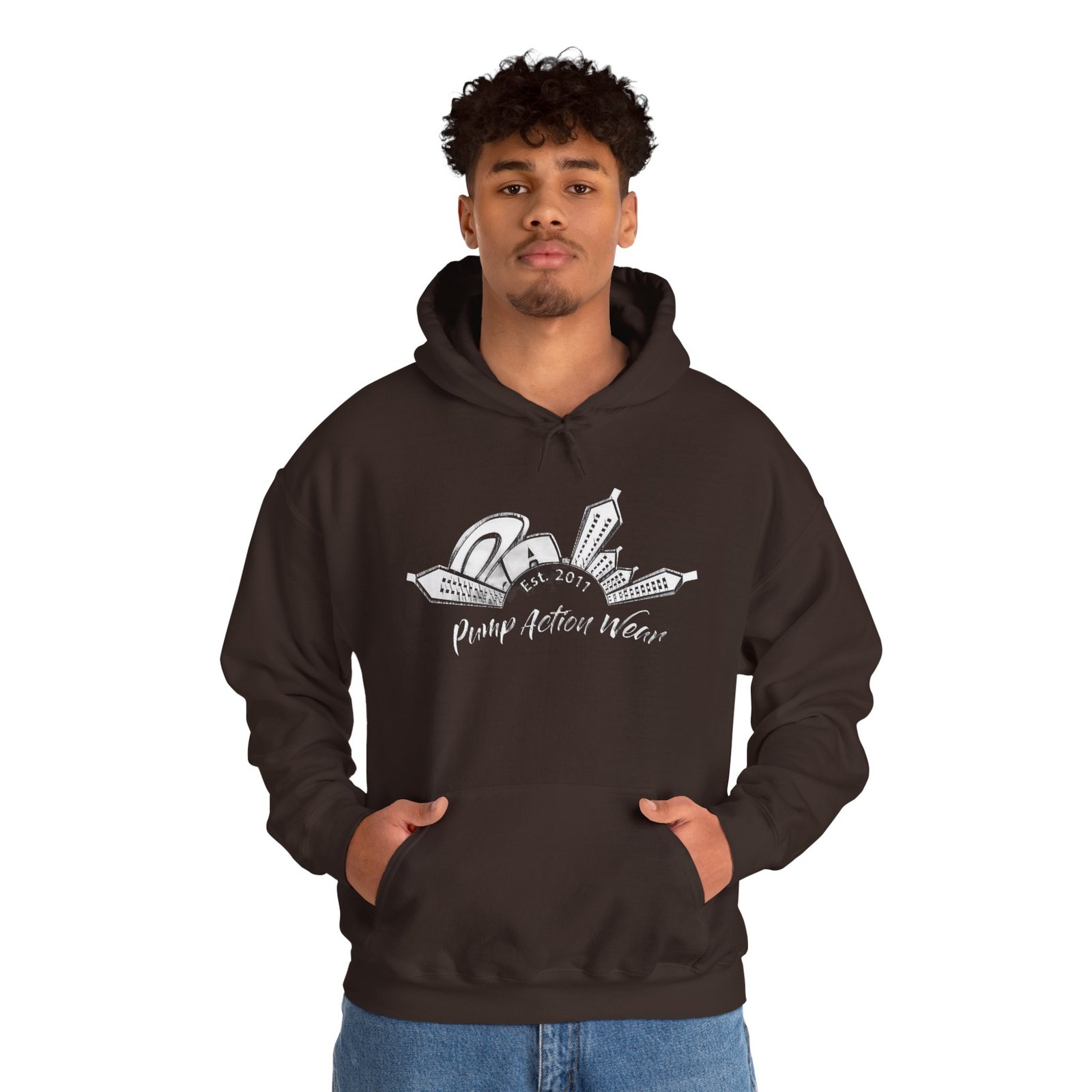 Pump Action Wear Hoodie — Vintage Gunshop Logo Pullover - Image 15