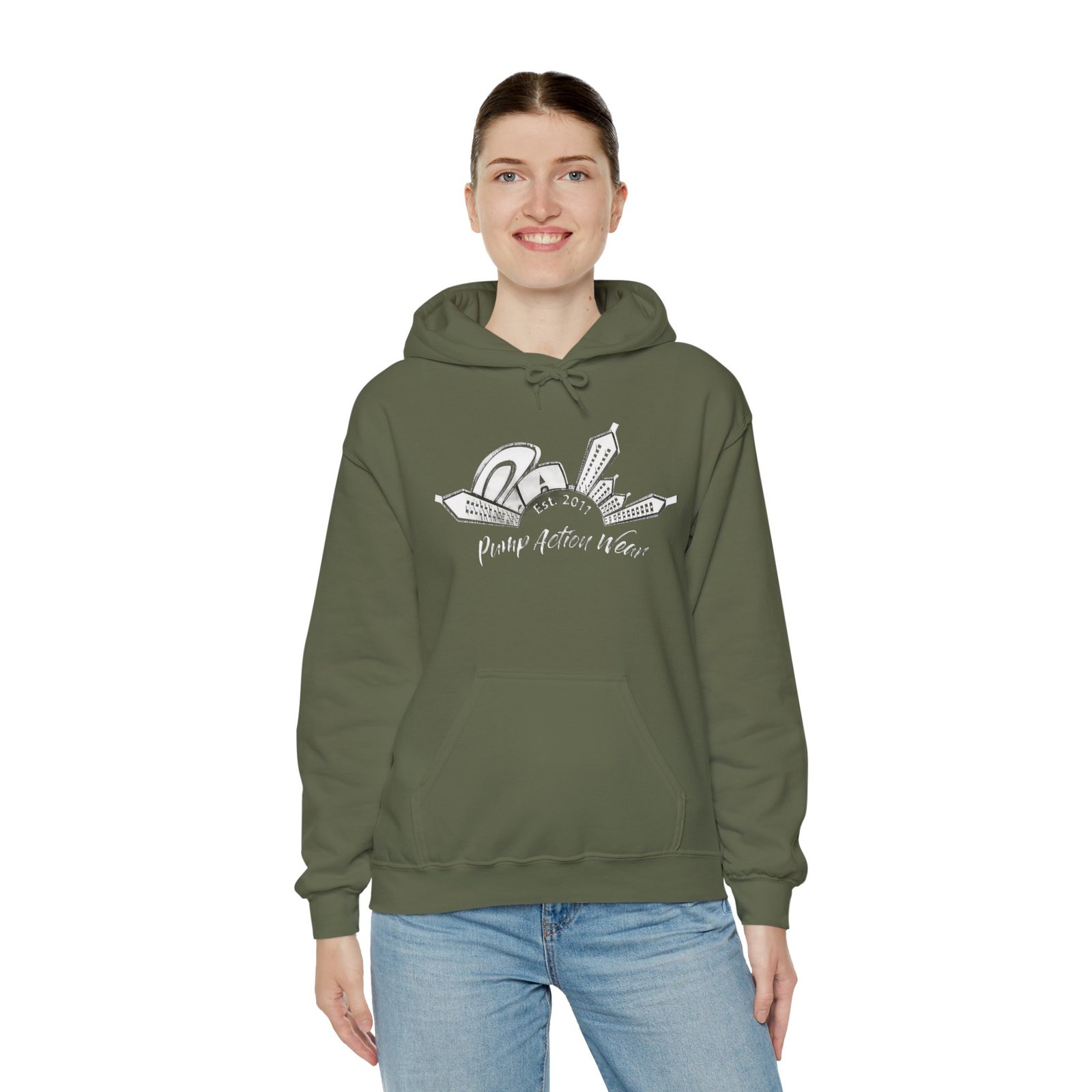 Pump Action Wear Hoodie — Vintage Gunshop Logo Pullover - Image 20