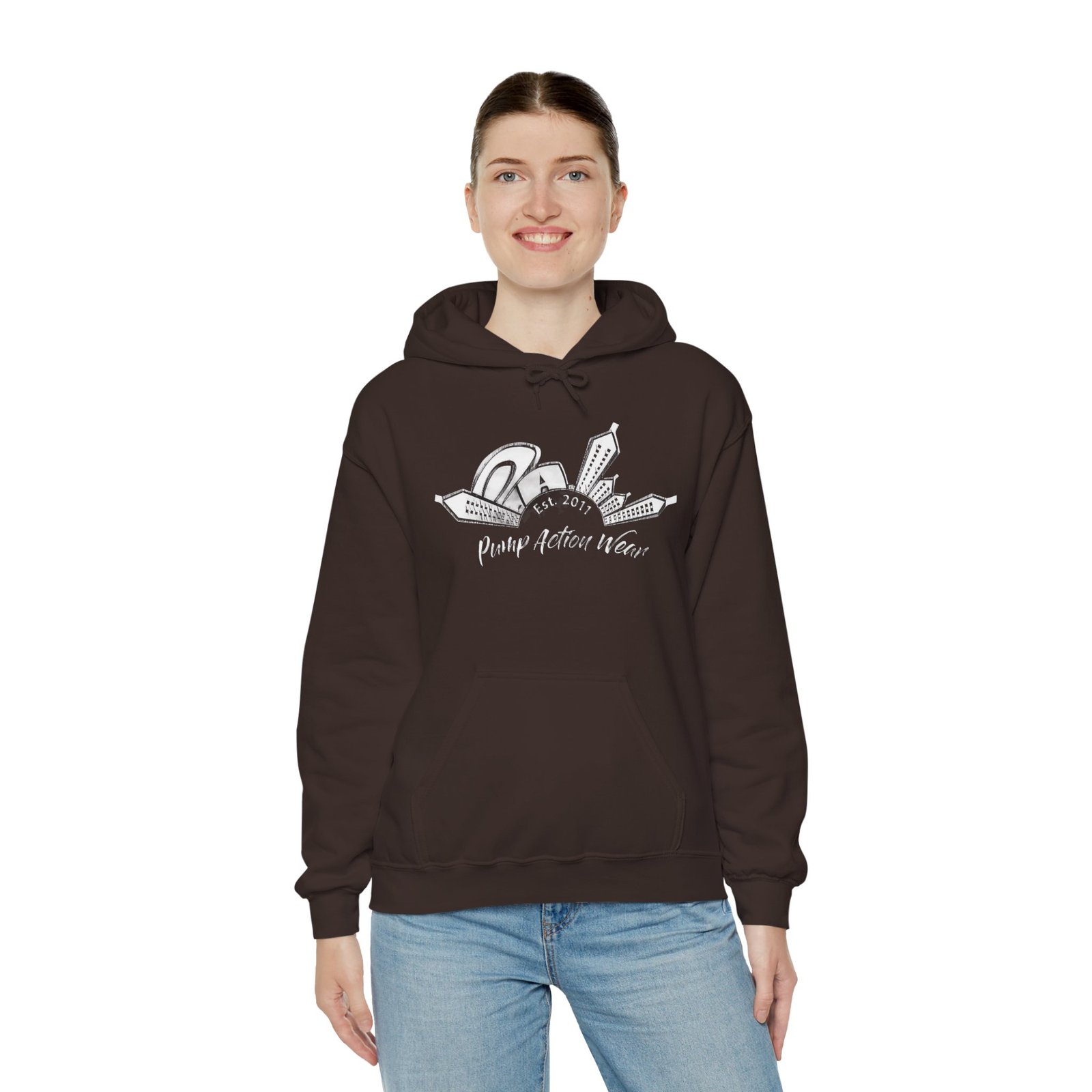 Pump Action Wear Hoodie — Vintage Gunshop Logo Pullover - Image 16