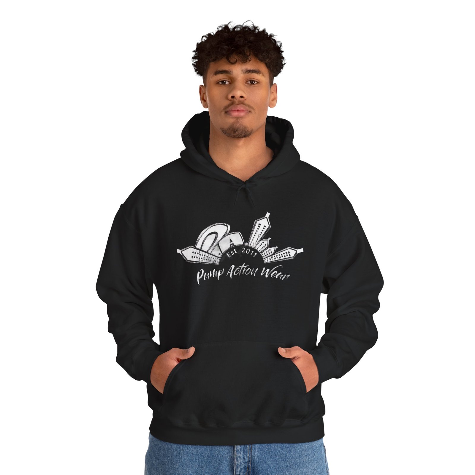 Pump Action Wear Hoodie — Vintage Gunshop Logo Pullover - Image 3