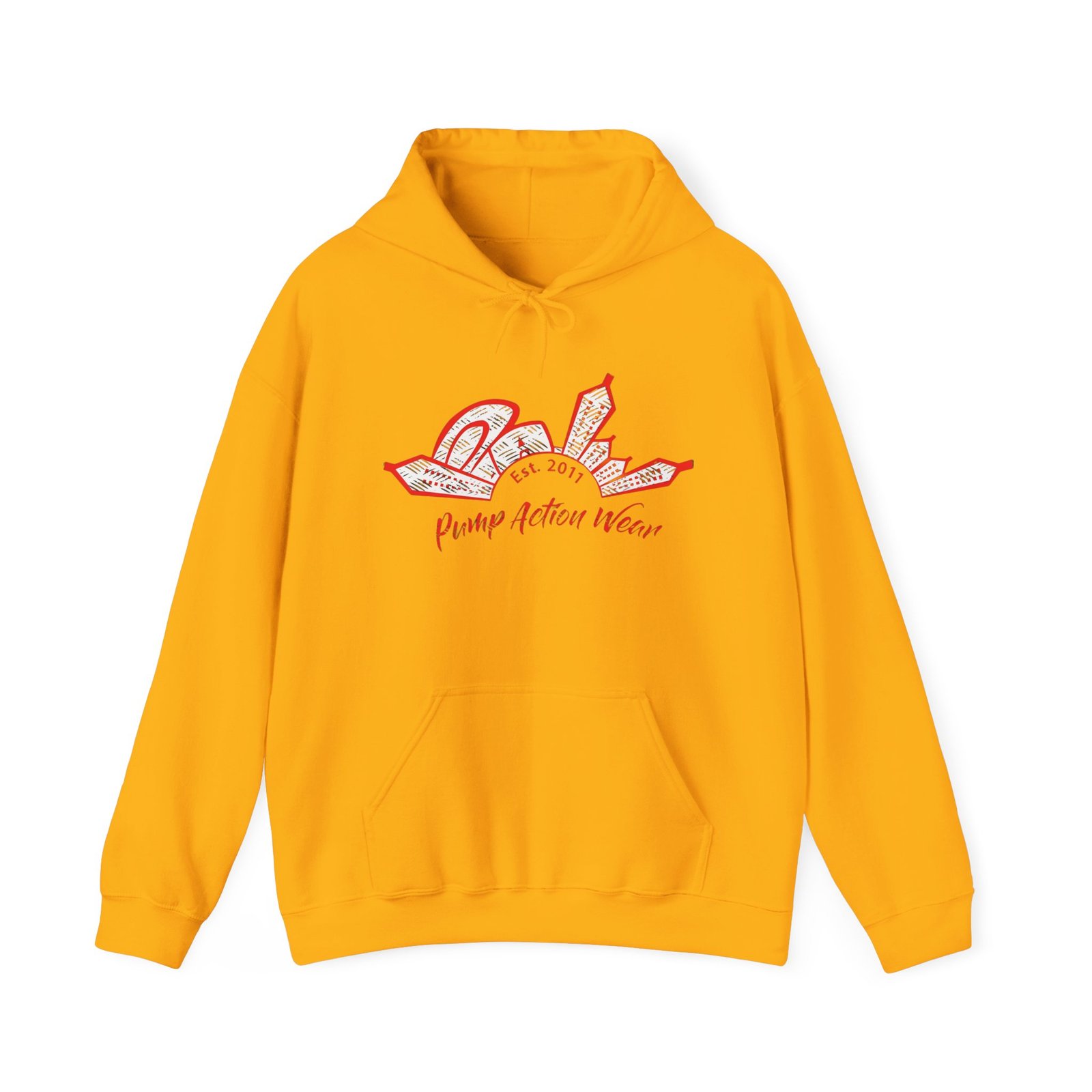 City Skyline Hoodie — 'Pump Action Weaver' Red Sketch Urban Graphic Pullover - Image 17