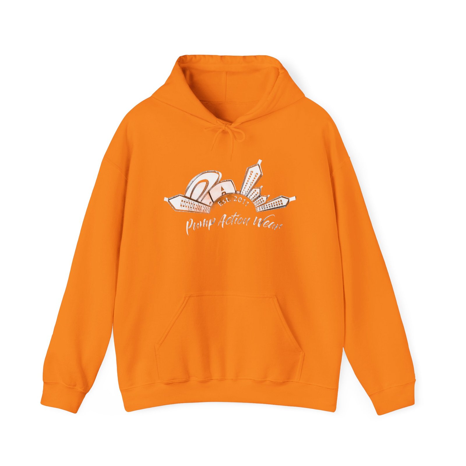 Pump Action Wear Hoodie — Vintage Gunshop Logo Pullover - Image 5