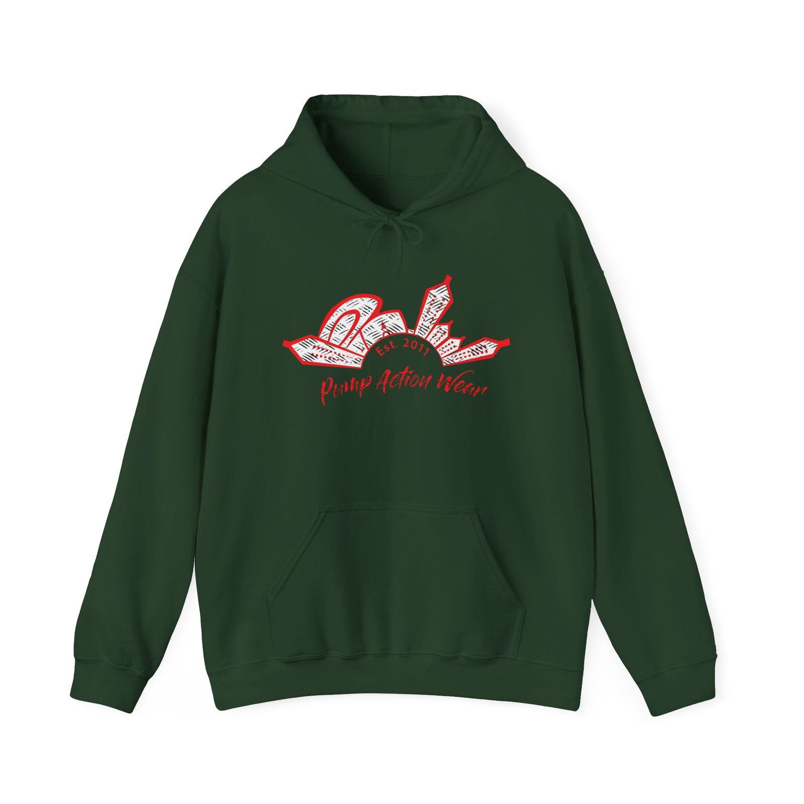 City Skyline Hoodie — 'Pump Action Weaver' Red Sketch Urban Graphic Pullover - Image 25