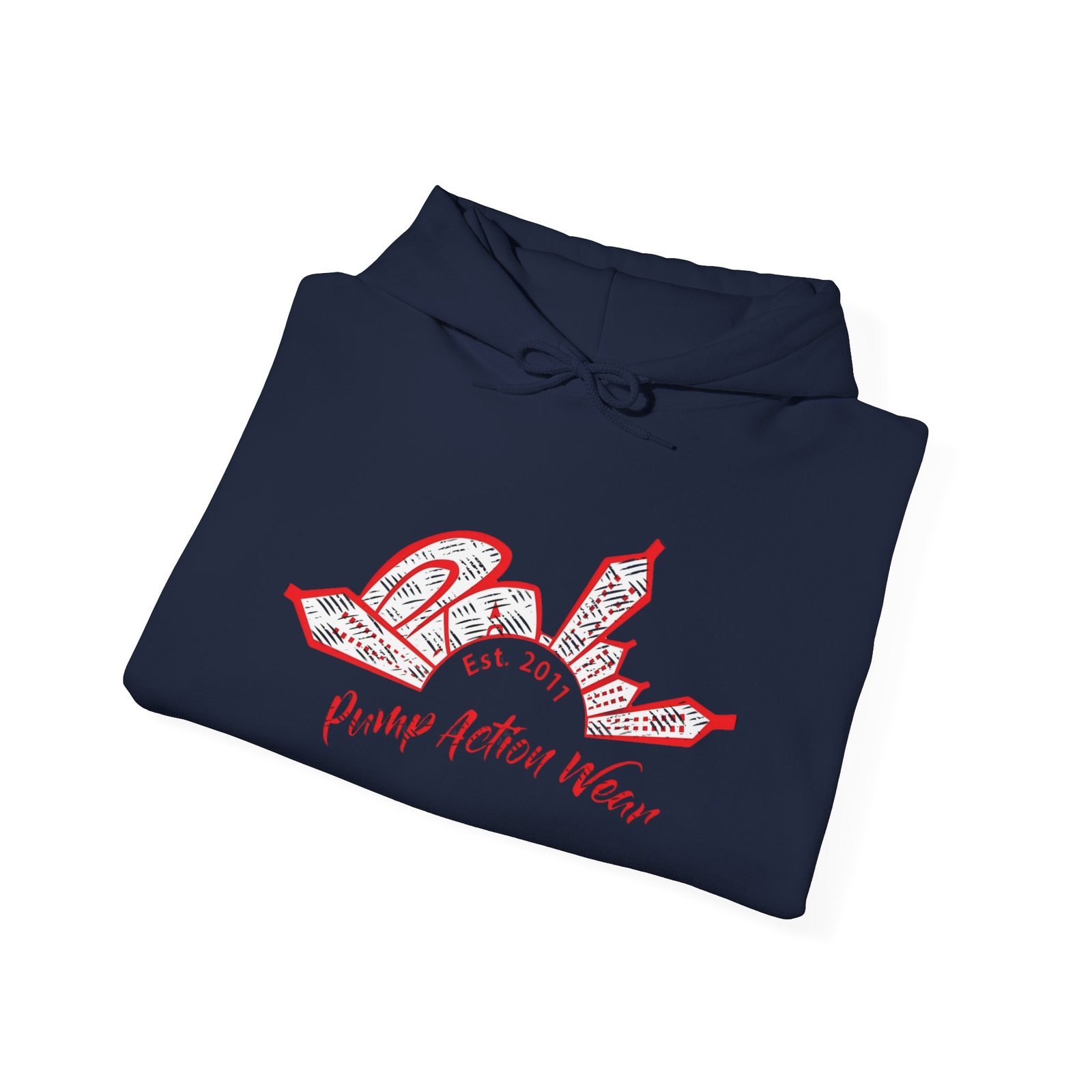 City Skyline Hoodie — 'Pump Action Weaver' Red Sketch Urban Graphic Pullover - Image 40