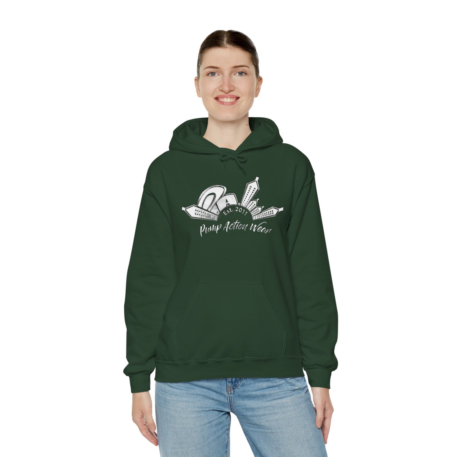 Pump Action Wear Hoodie — Vintage Gunshop Logo Pullover - Image 24