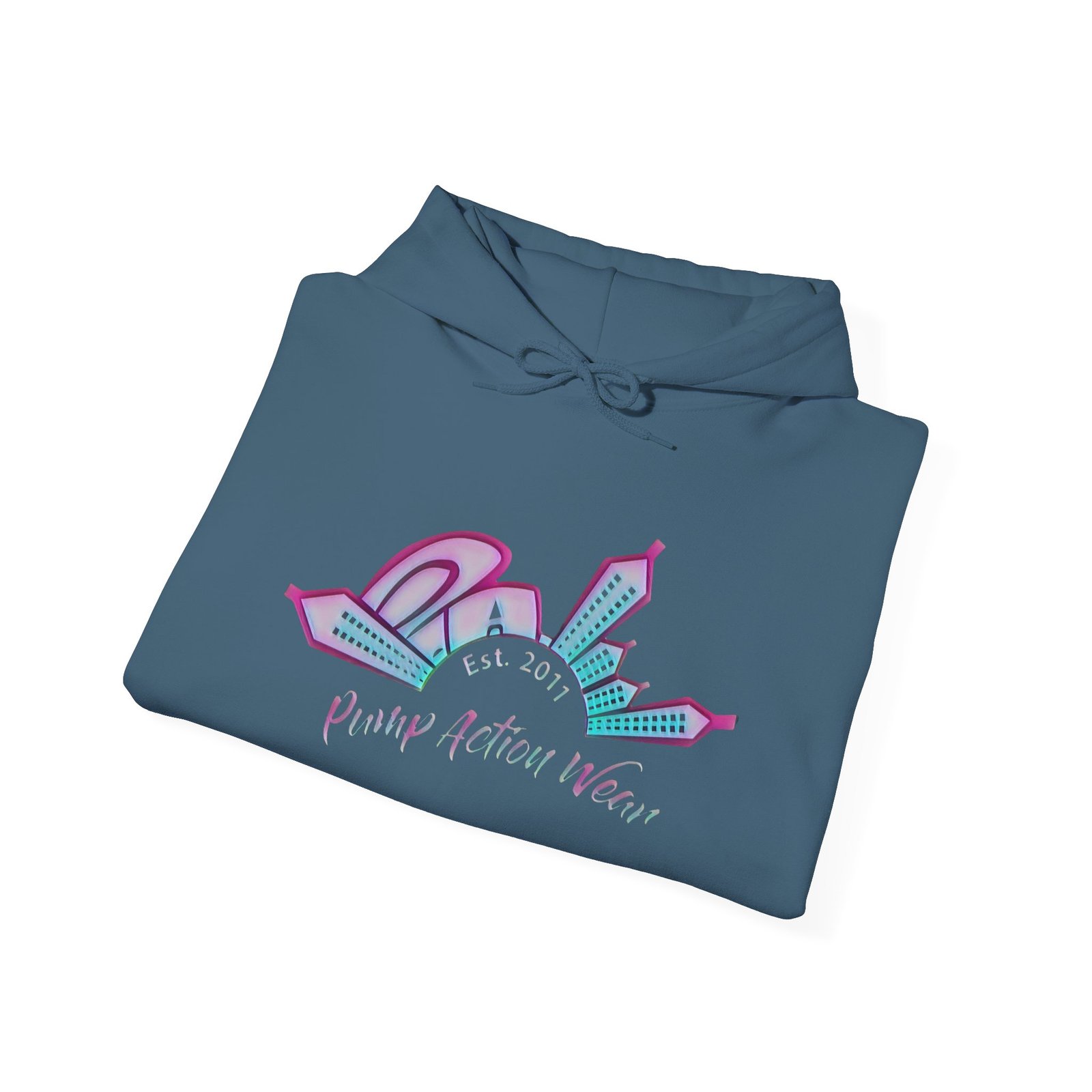Hoodie — Prism City Skyline "Planet Action Never" Graphic Pullover - Image 32