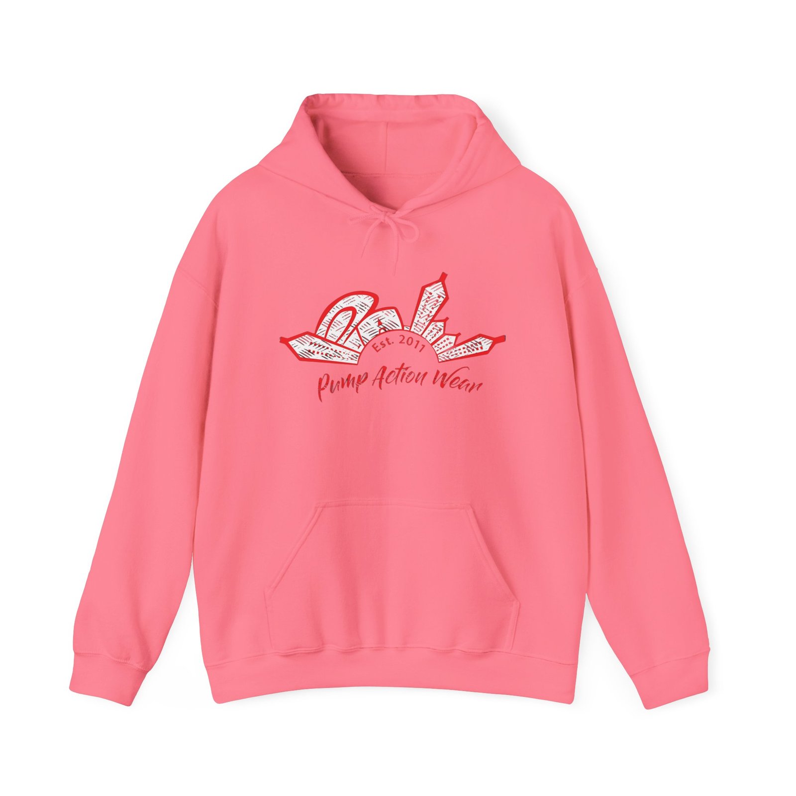 City Skyline Hoodie — 'Pump Action Weaver' Red Sketch Urban Graphic Pullover - Image 53