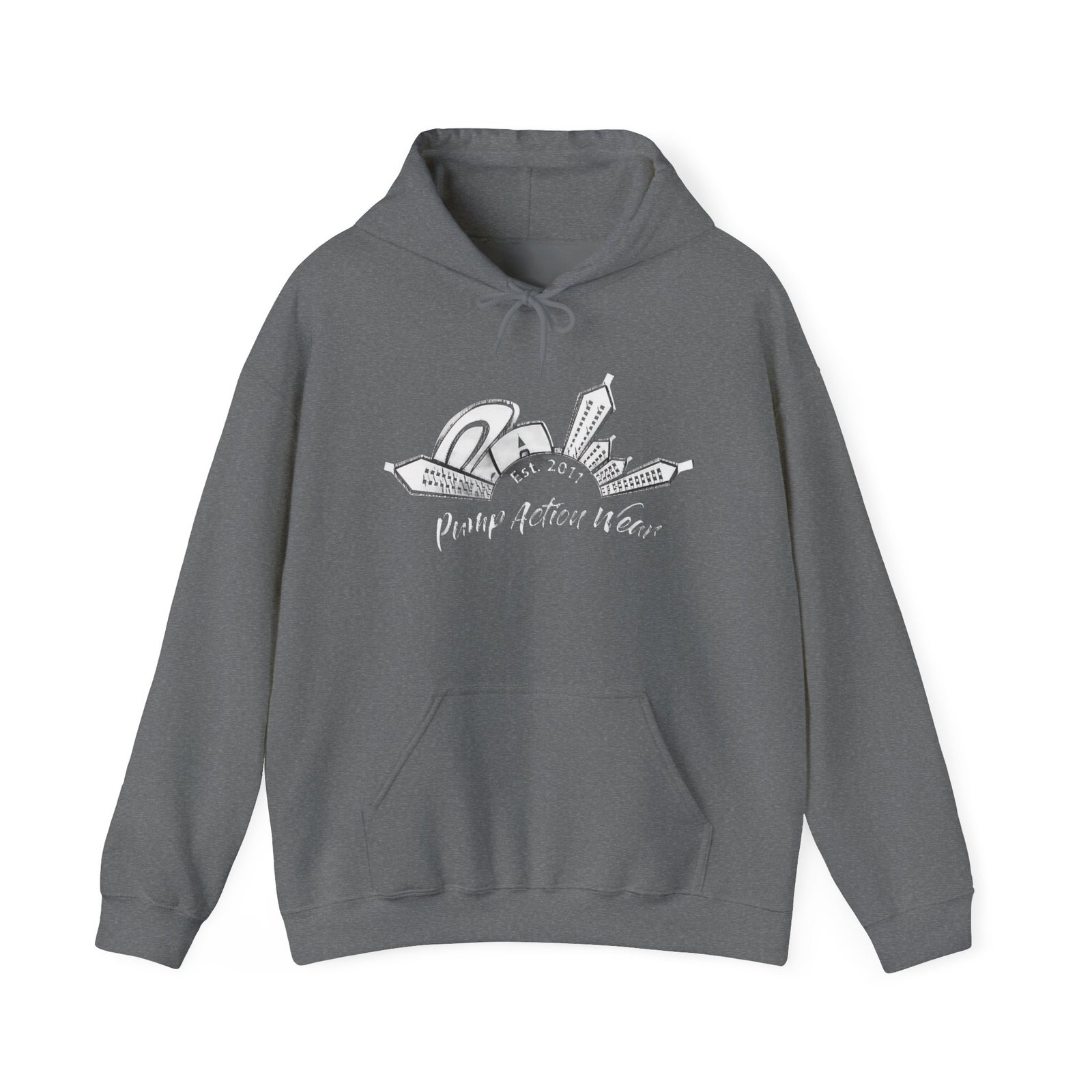 Pump Action Wear Hoodie — Vintage Gunshop Logo Pullover - Image 25