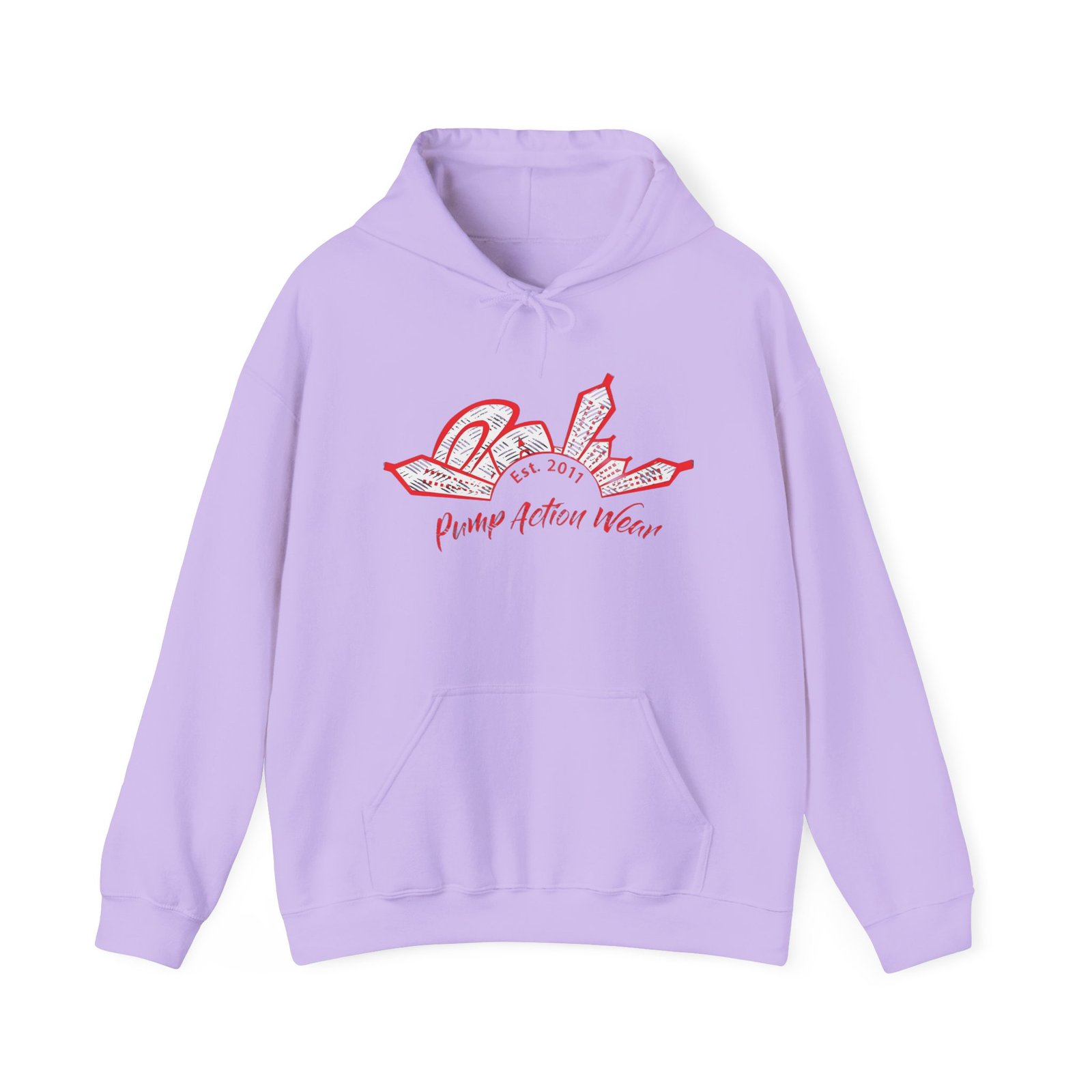 City Skyline Hoodie — 'Pump Action Weaver' Red Sketch Urban Graphic Pullover - Image 41