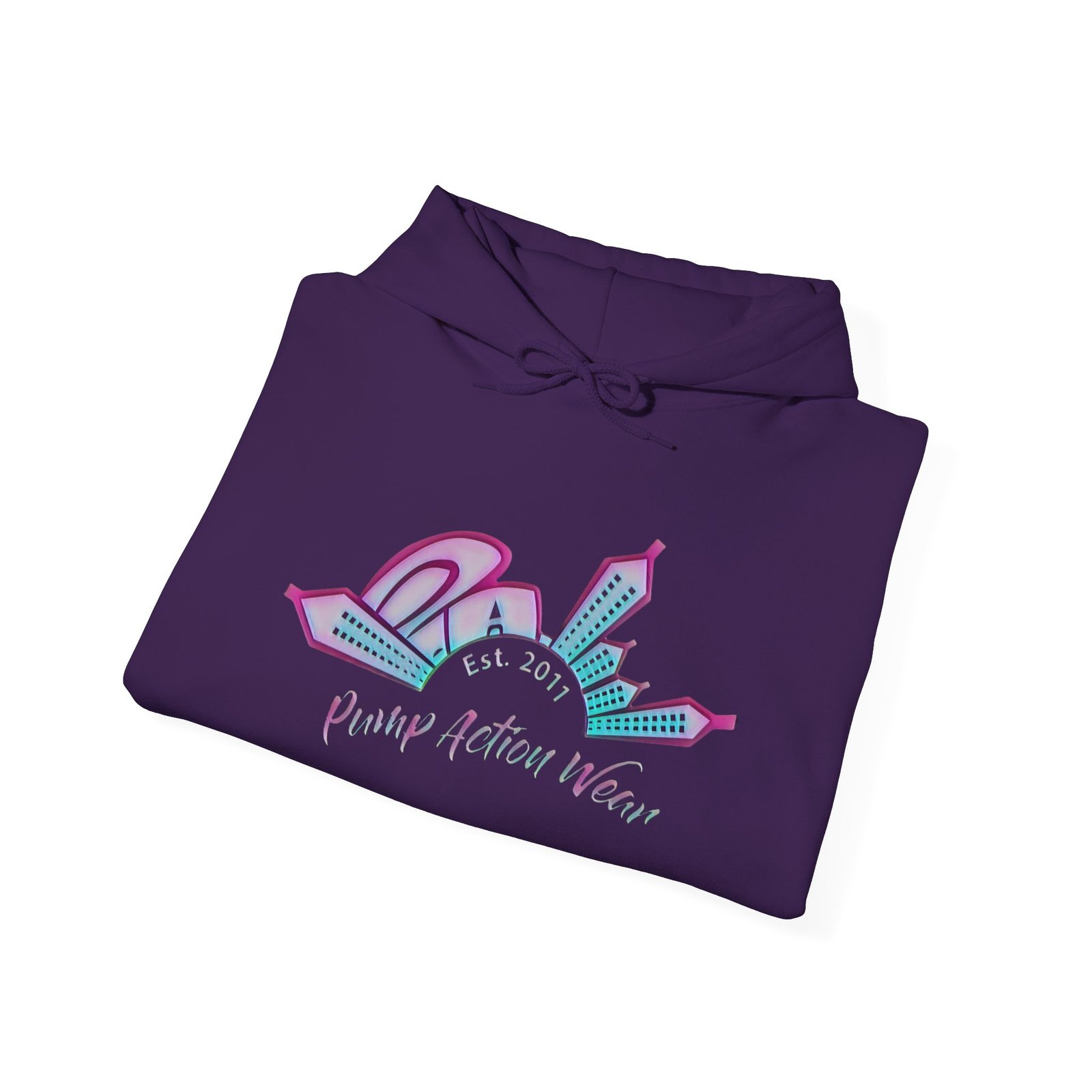 Hoodie — Prism City Skyline "Planet Action Never" Graphic Pullover - Image 4