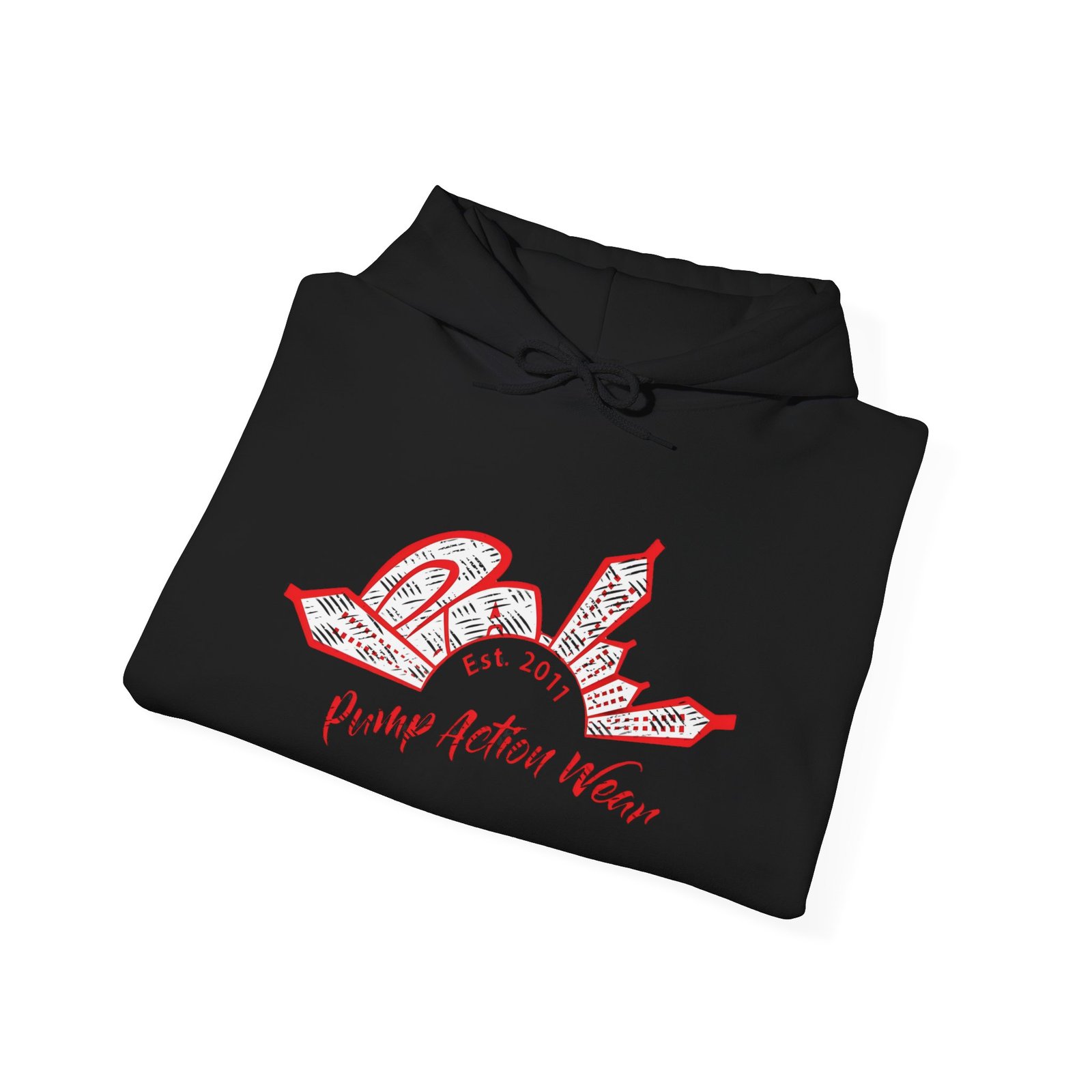 City Skyline Hoodie — 'Pump Action Weaver' Red Sketch Urban Graphic Pullover - Image 12