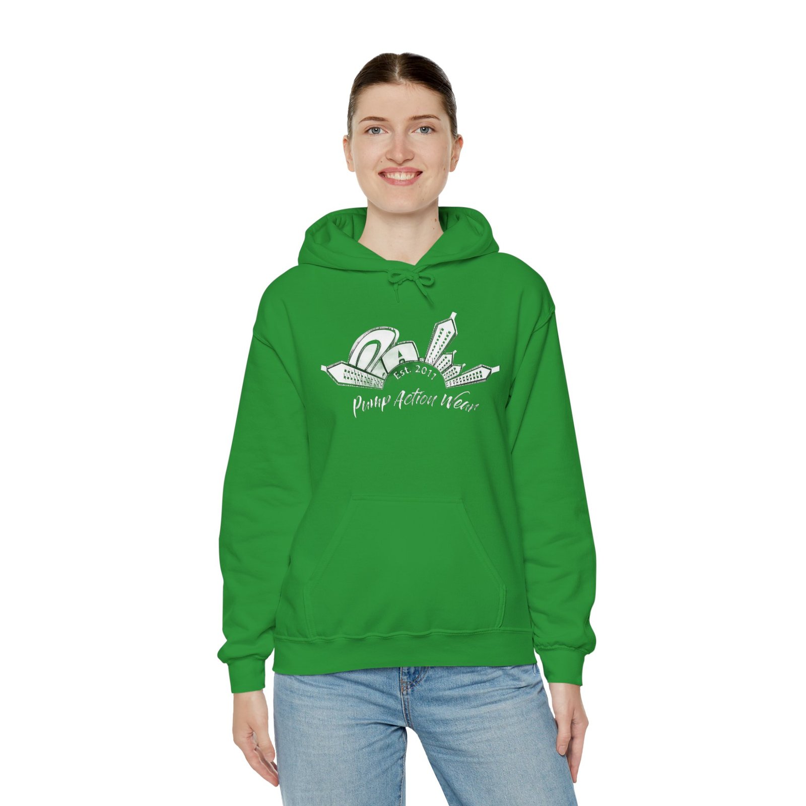 Pump Action Wear Hoodie — Vintage Gunshop Logo Pullover - Image 32