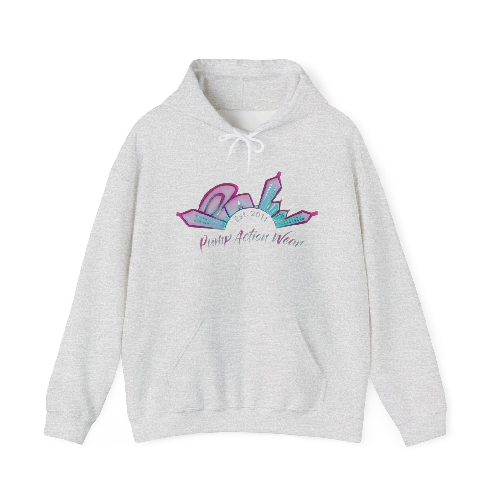 Hoodie — Prism City Skyline "Planet Action Never" Graphic Pullover - Image 9