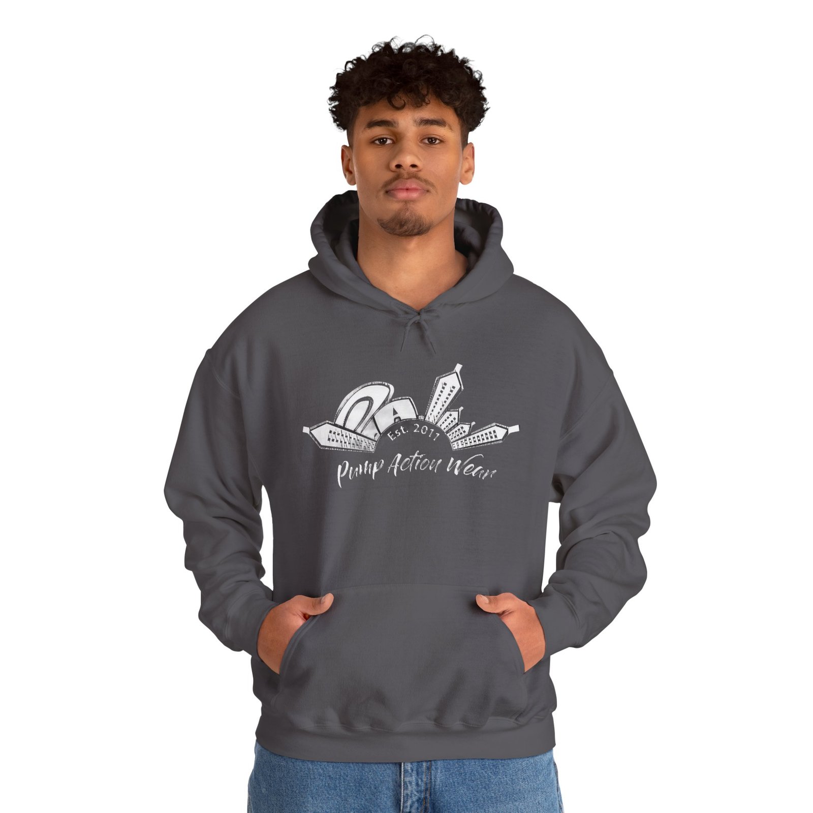 Pump Action Wear Hoodie — Vintage Gunshop Logo Pullover - Image 43