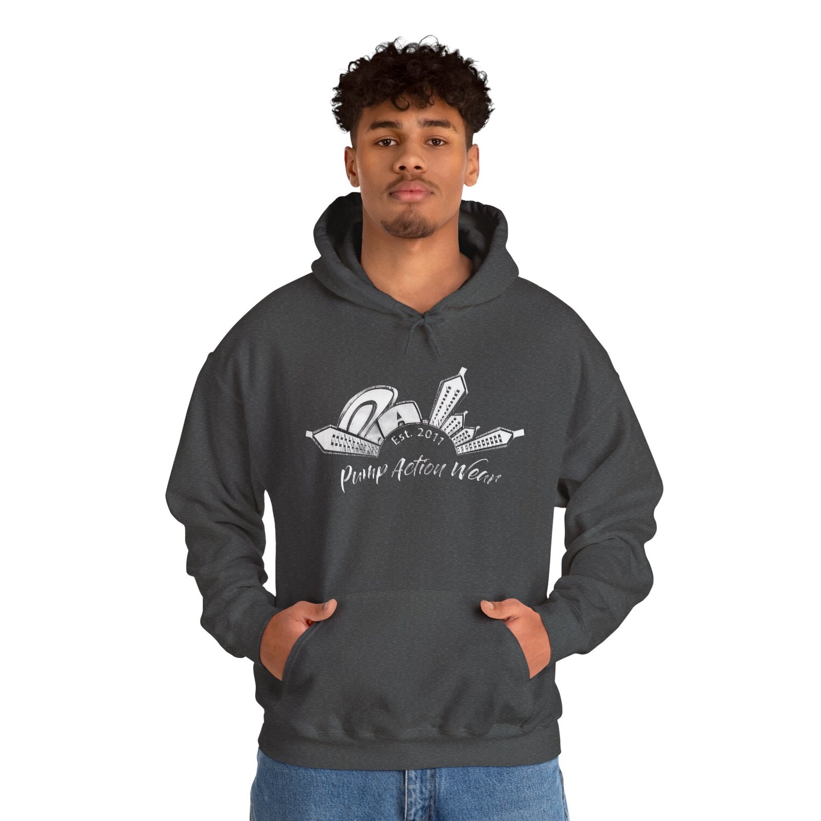 Pump Action Wear Hoodie — Vintage Gunshop Logo Pullover - Image 35