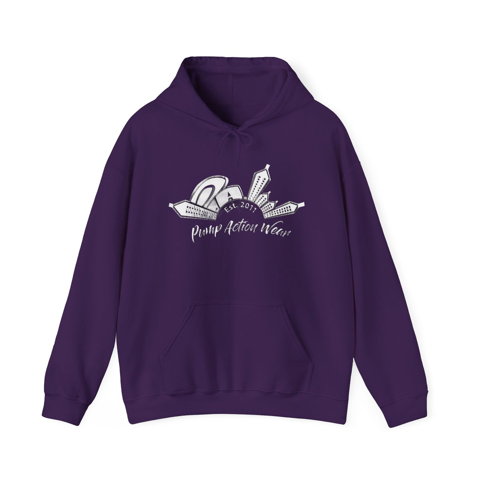 Pump Action Wear Hoodie — Vintage Gunshop Logo Pullover - Image 49