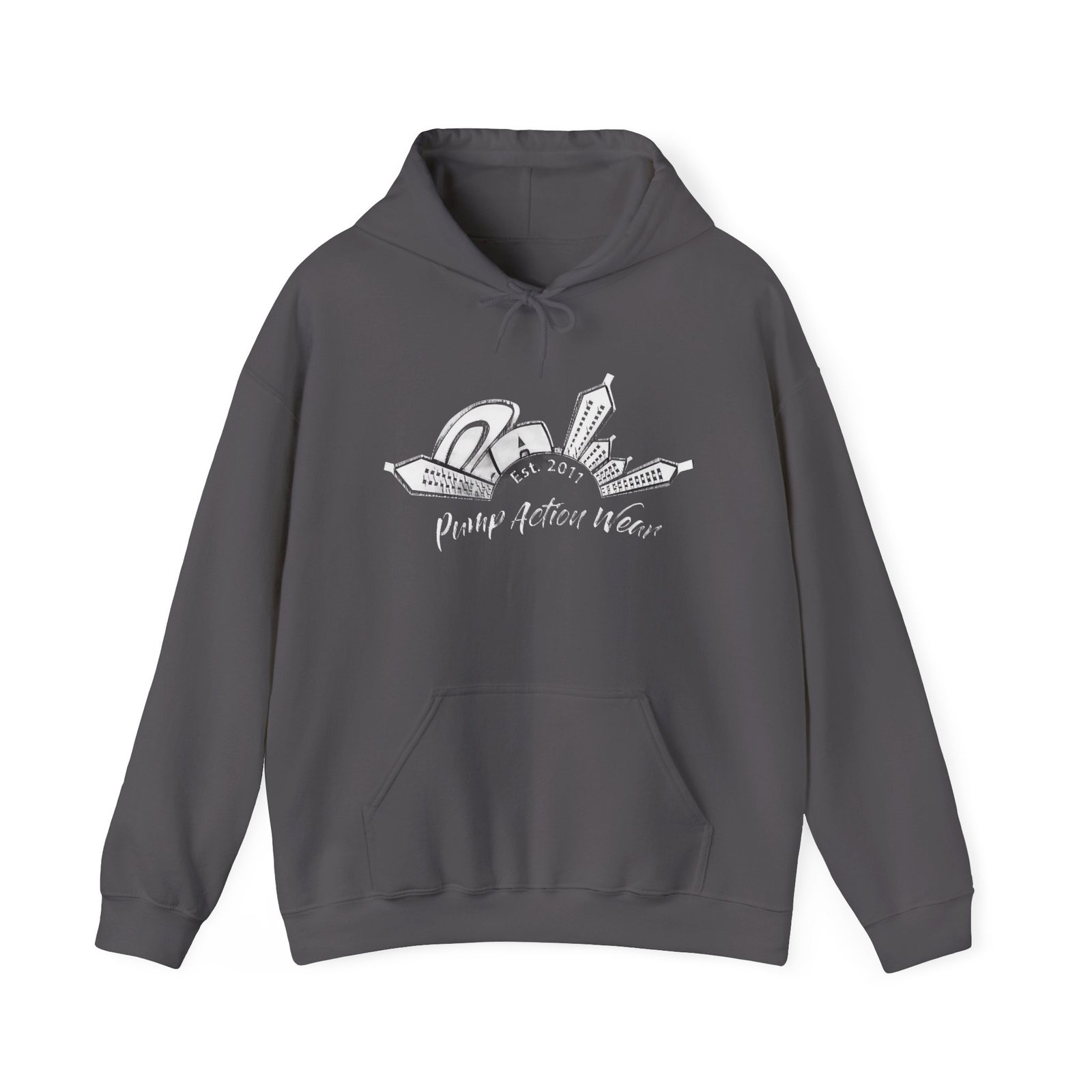 Pump Action Wear Hoodie — Vintage Gunshop Logo Pullover - Image 41