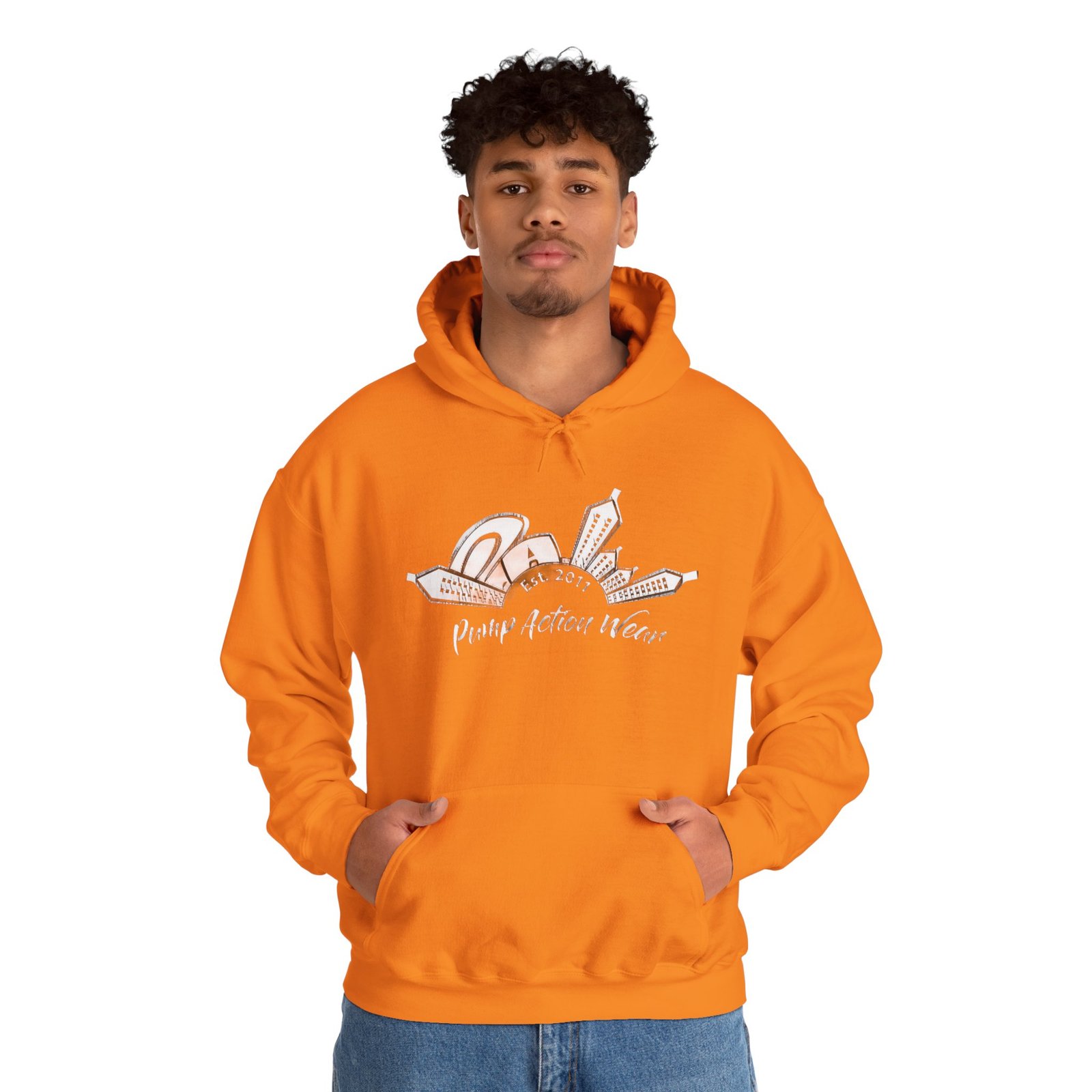 Pump Action Wear Hoodie — Vintage Gunshop Logo Pullover - Image 7