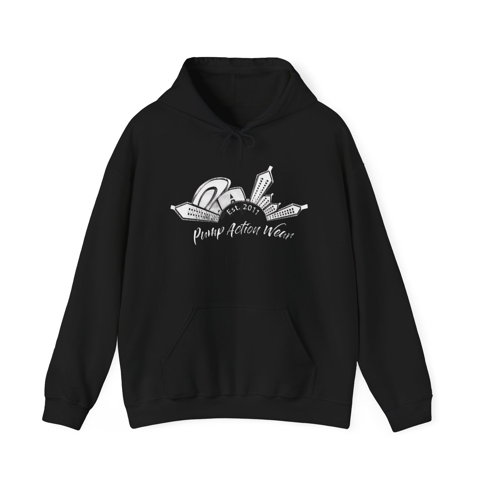 Pump Action Wear Hoodie — Vintage Gunshop Logo Pullover