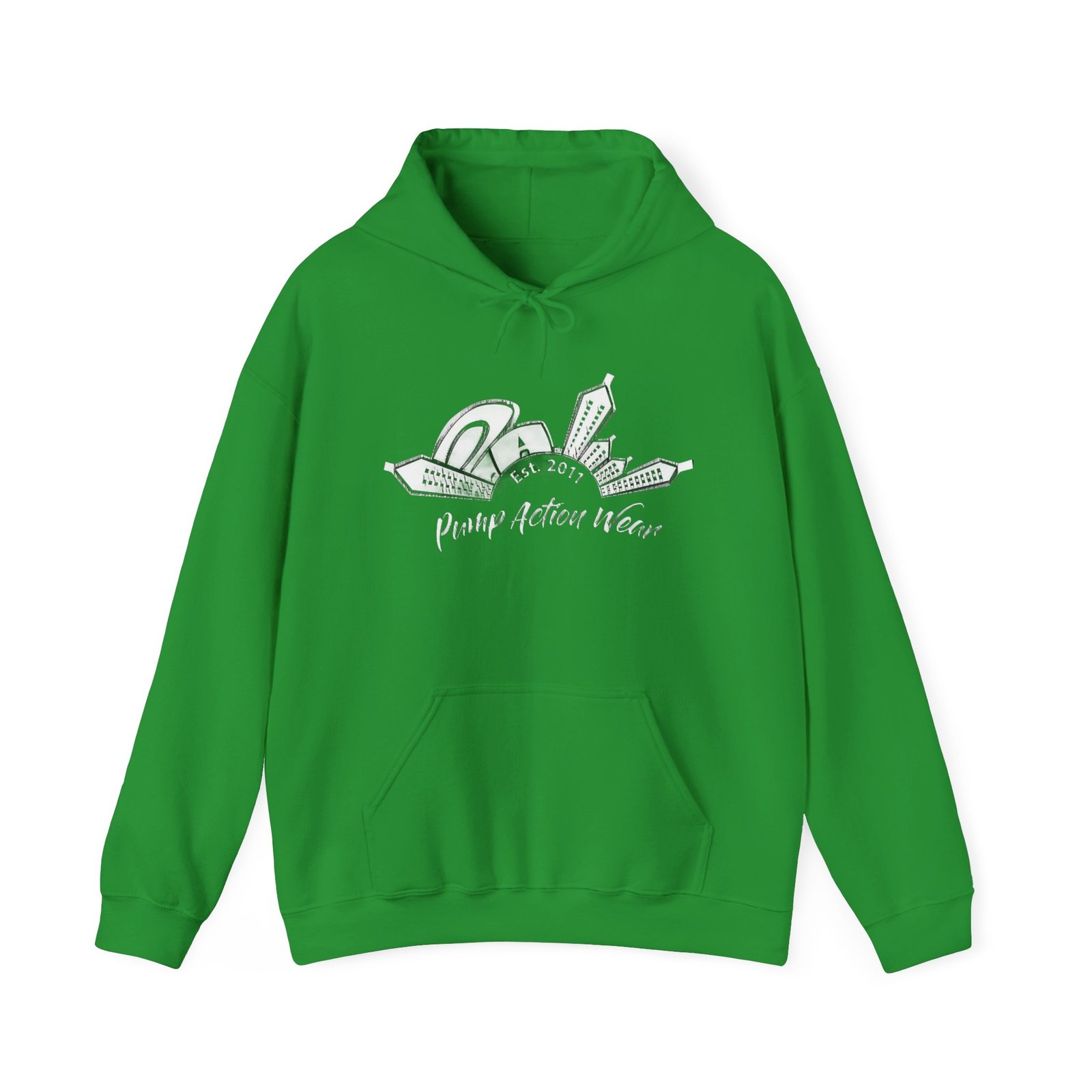 Pump Action Wear Hoodie — Vintage Gunshop Logo Pullover - Image 29