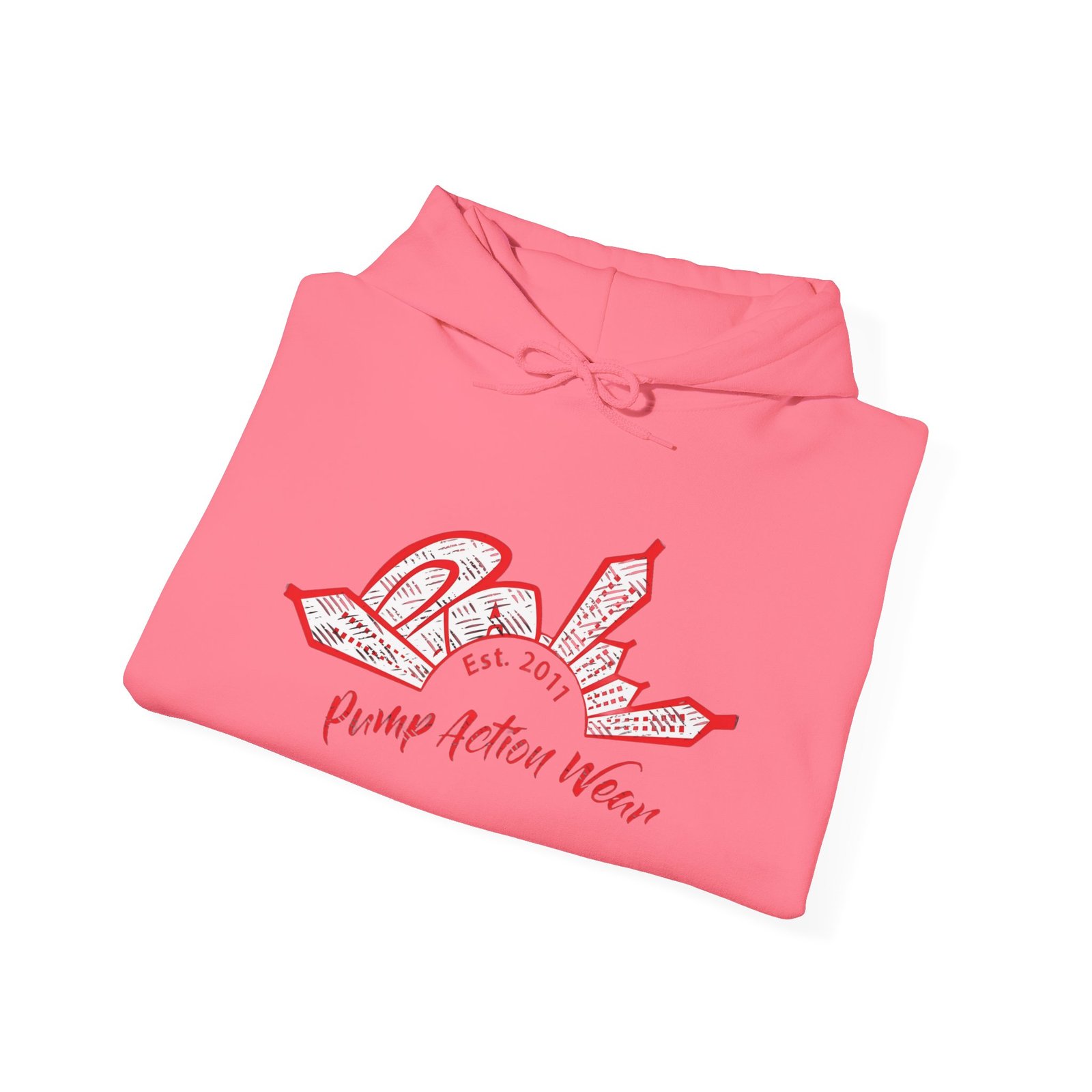 City Skyline Hoodie — 'Pump Action Weaver' Red Sketch Urban Graphic Pullover - Image 56