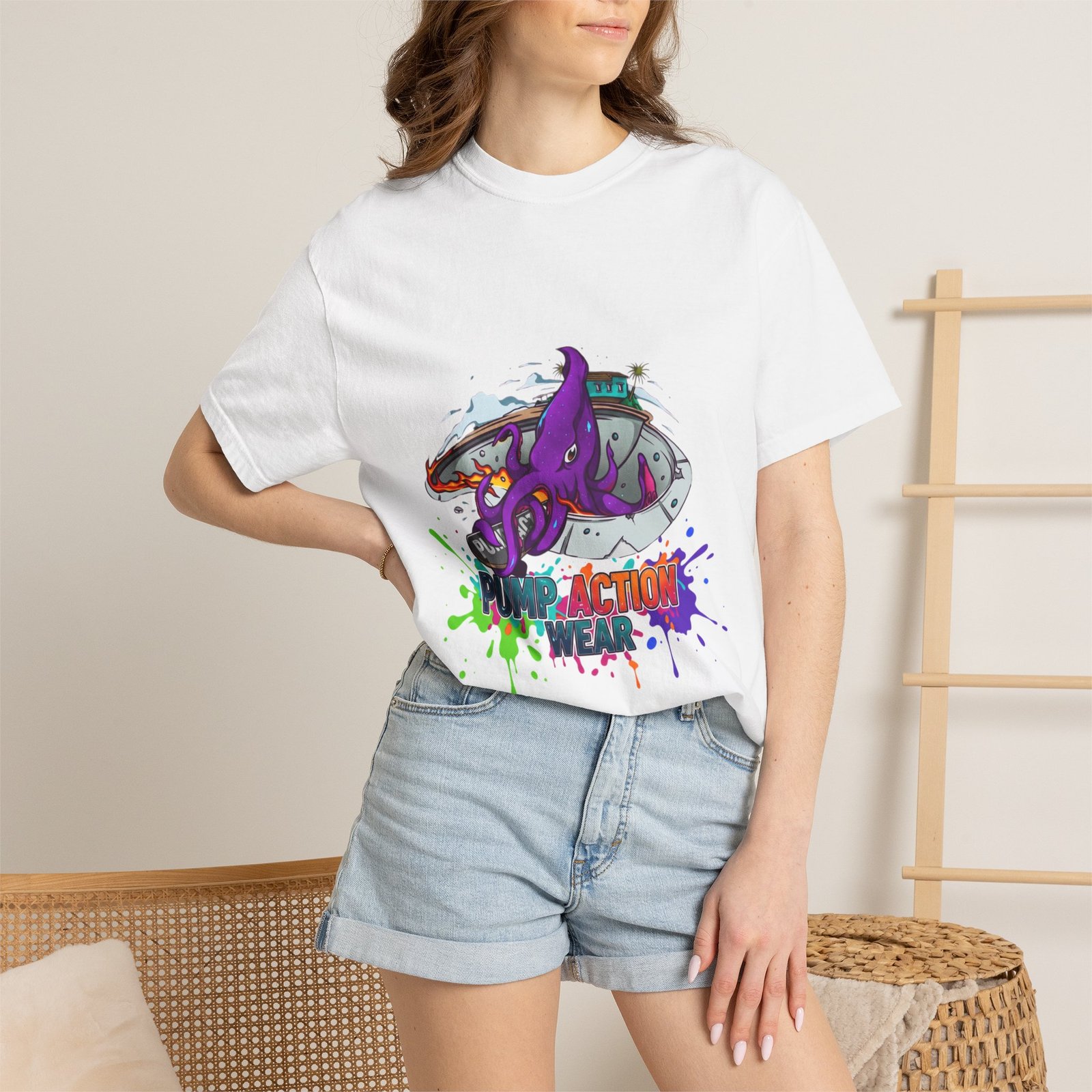 Octopus Paint Splash T-Shirt — "Full Action Wear" Graphic Tee - Image 4