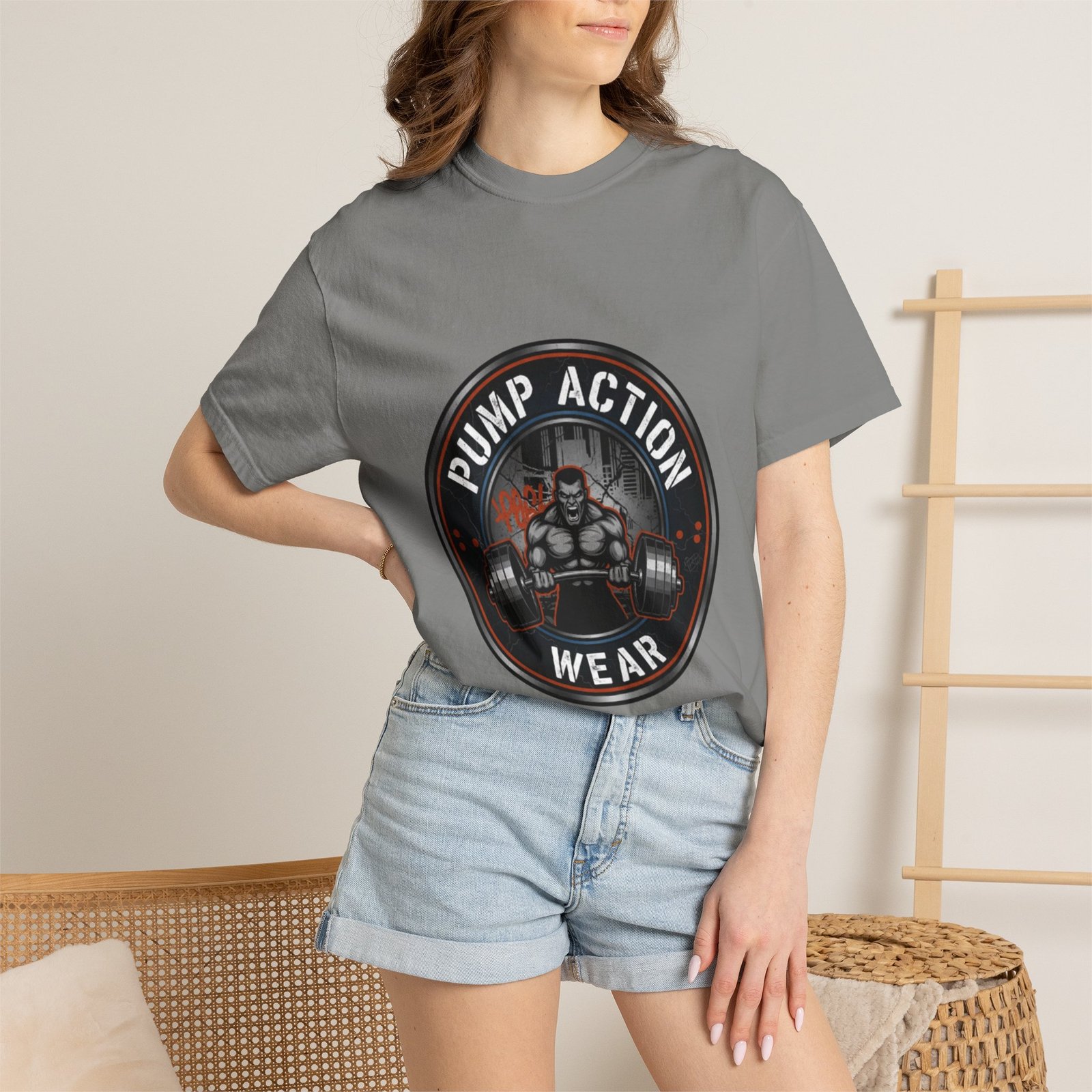Gym T-Shirt — "Pump Action Wear" Muscle Weightlifting Tee - Image 36