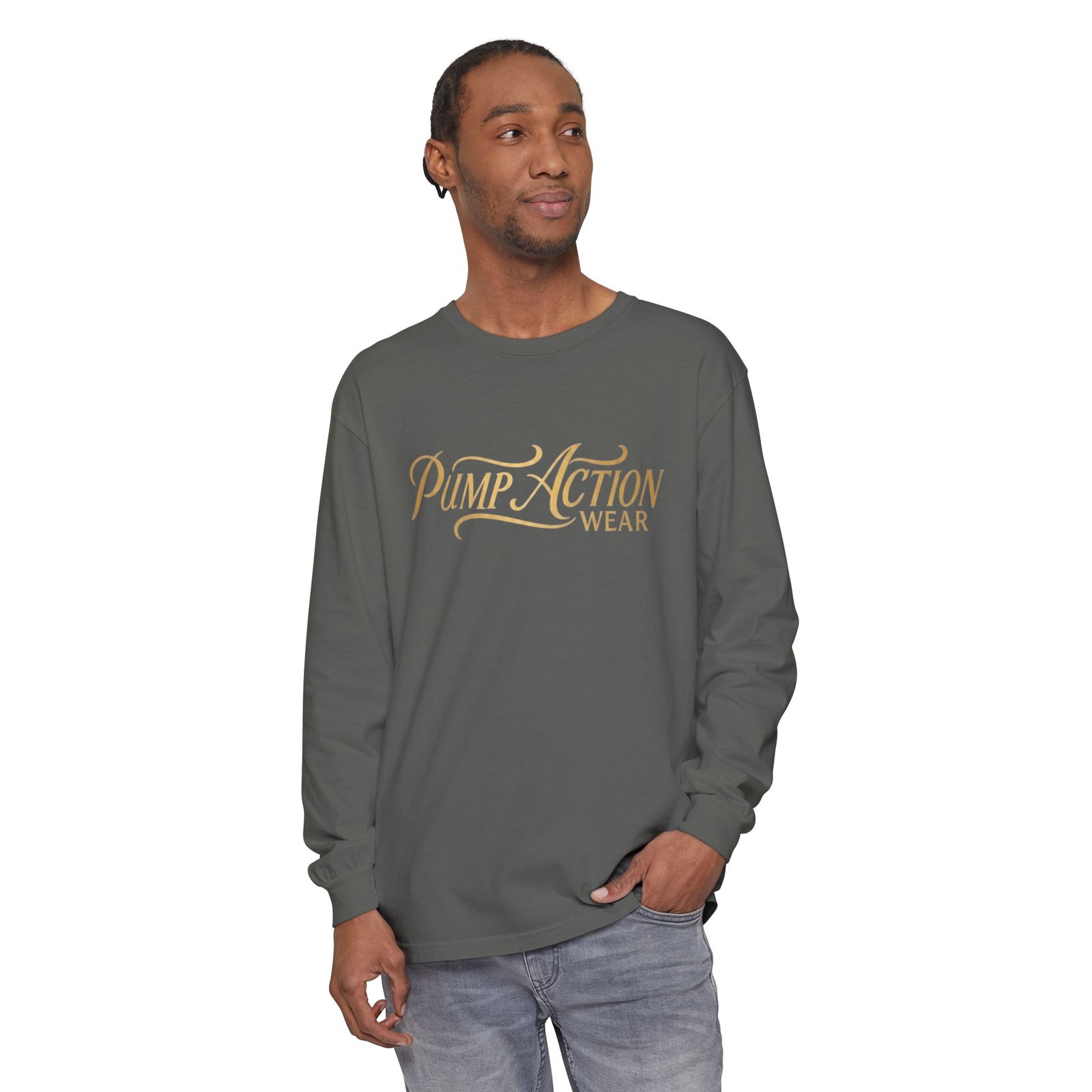 Pump Action Wear Long Sleeve Tee — Script Logo Graphic Shirt - Image 39