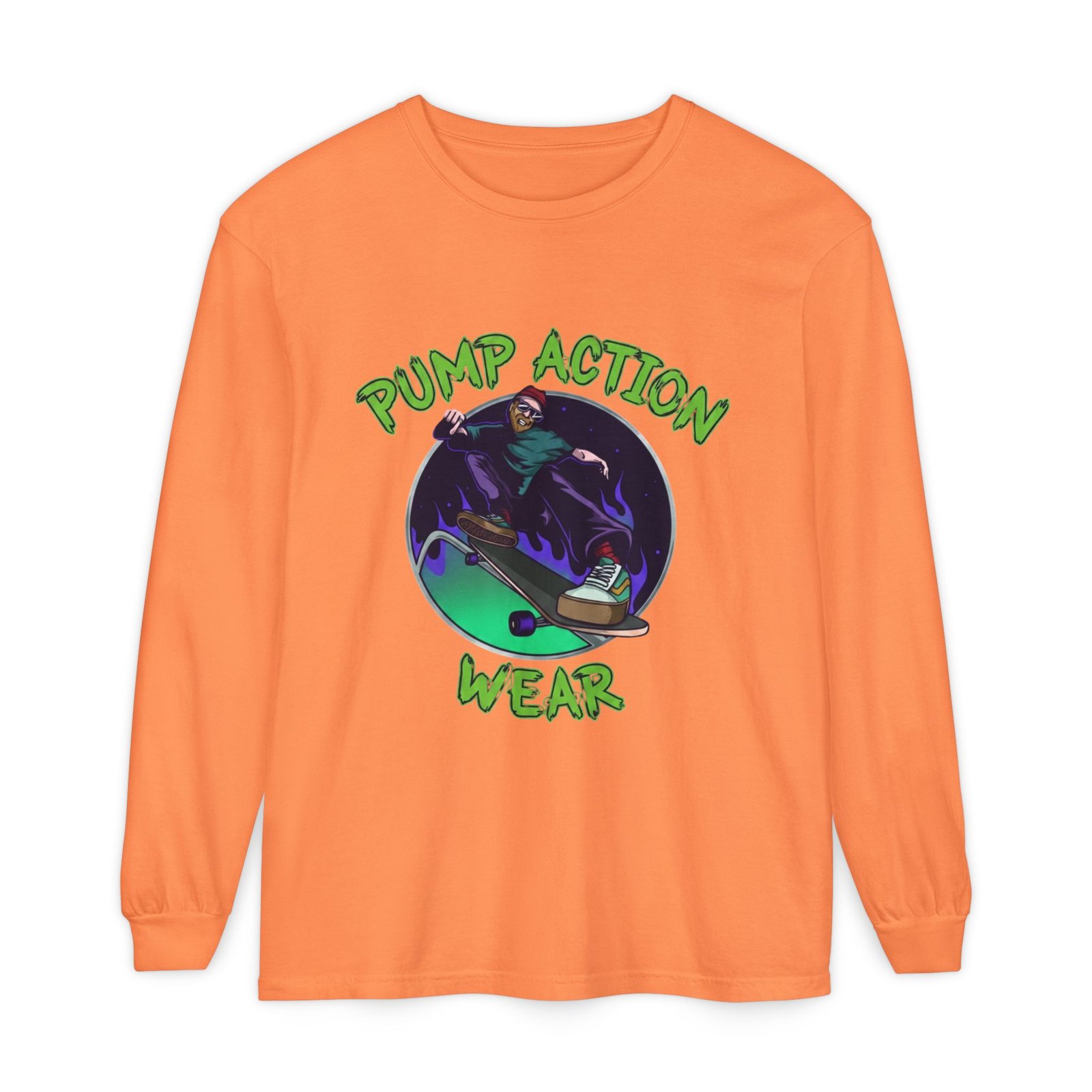 Skateboarder Graphic Long Sleeve Tee — "Pump Action Wear" - Image 5