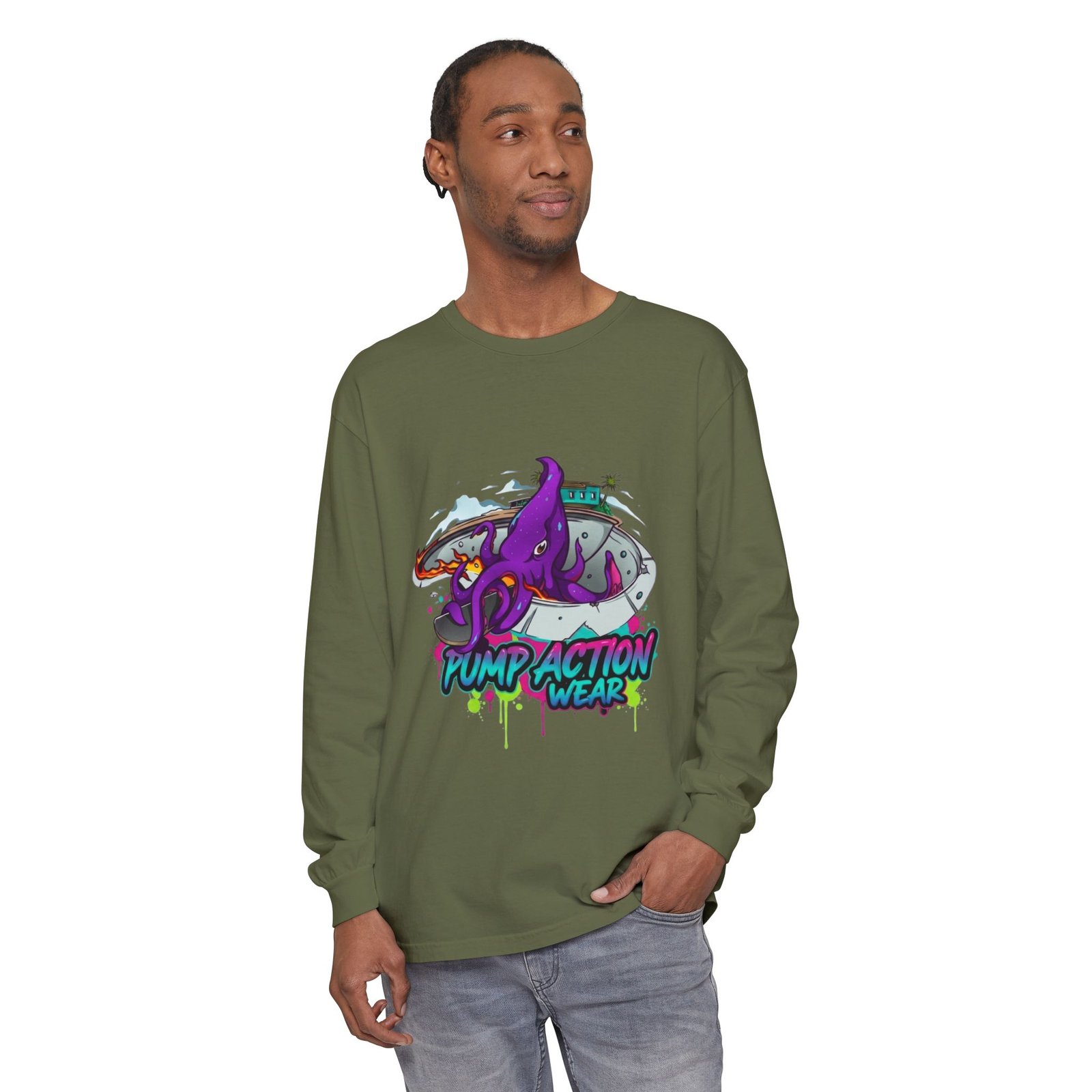 Octopus Skate Graphic Long Sleeve Tee - Image 43