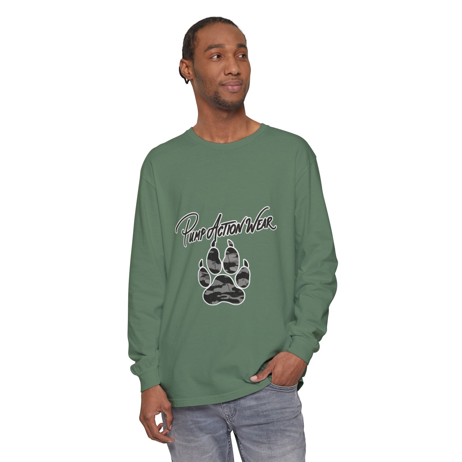 Long Sleeve T-Shirt — "Pump Action Wear" Paw Print Graphic - Image 51