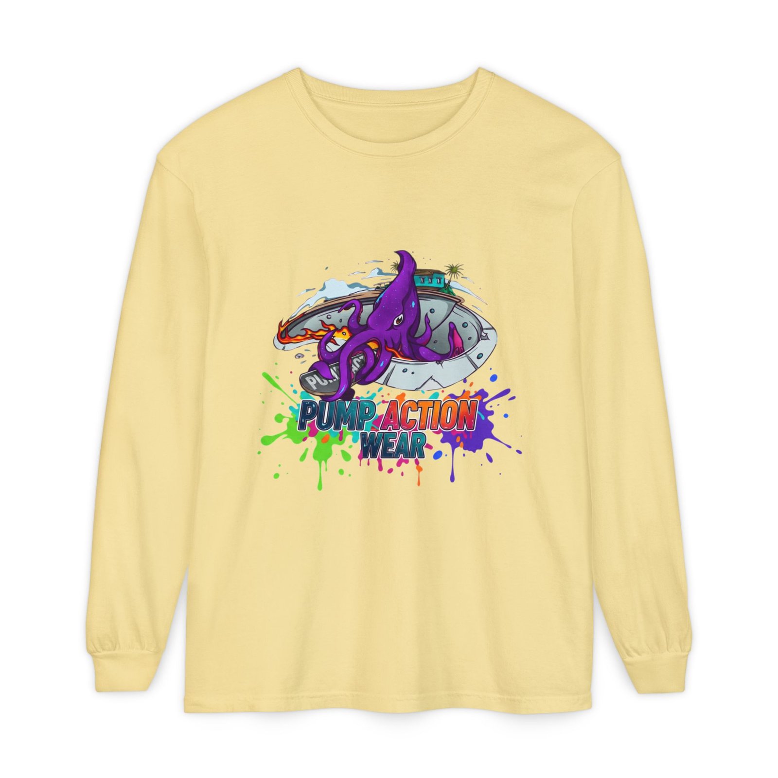 Action Octopus Long Sleeve Tee - "Pump Action Wear" Graphic Shirt - Image 25