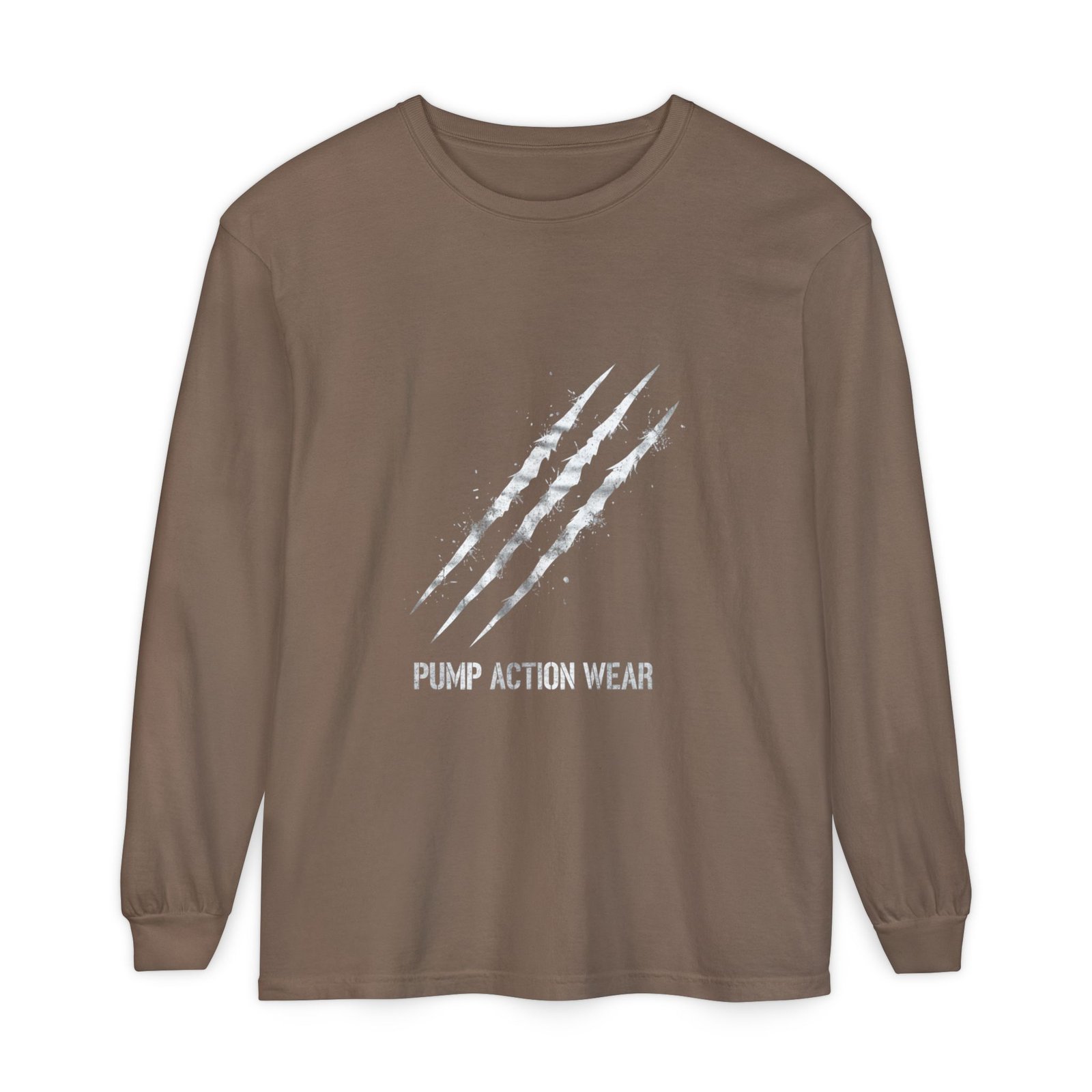 Garment-Dyed Long Sleeve Tee — 'Pure Action Wear' Distressed Claw Graphic - Image 25