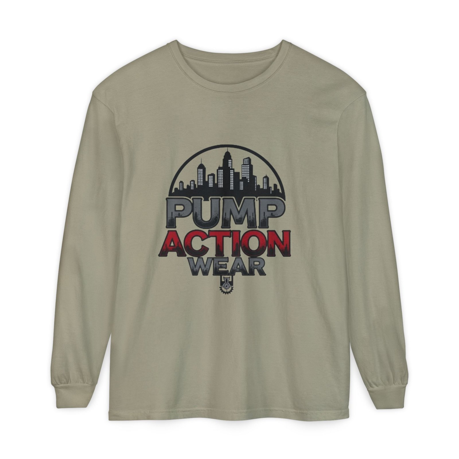 Pump Action Wear Long Sleeve Tee – Urban Skyline Graphic - Image 33