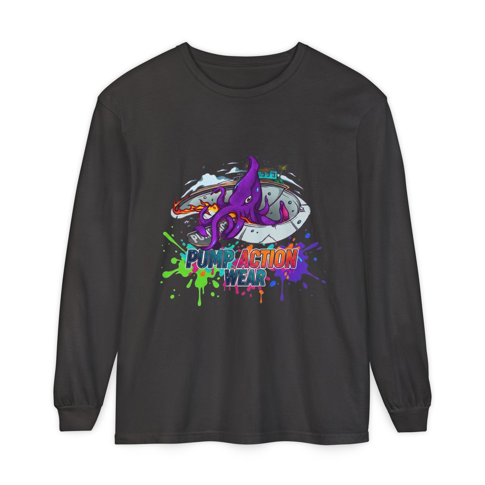 Action Octopus Long Sleeve Tee - "Pump Action Wear" Graphic Shirt - Image 57