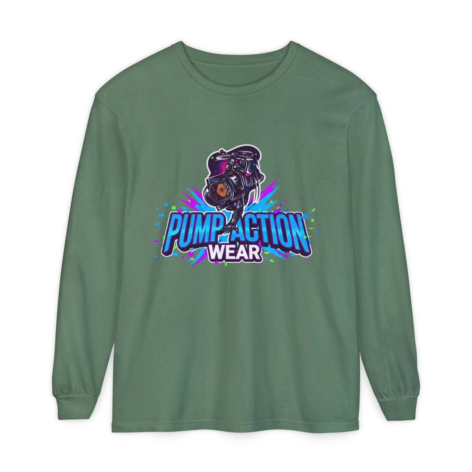 Pump Action Wear Long Sleeve T‑Shirt — Graphic Gun Logo Streetwear - Image 41