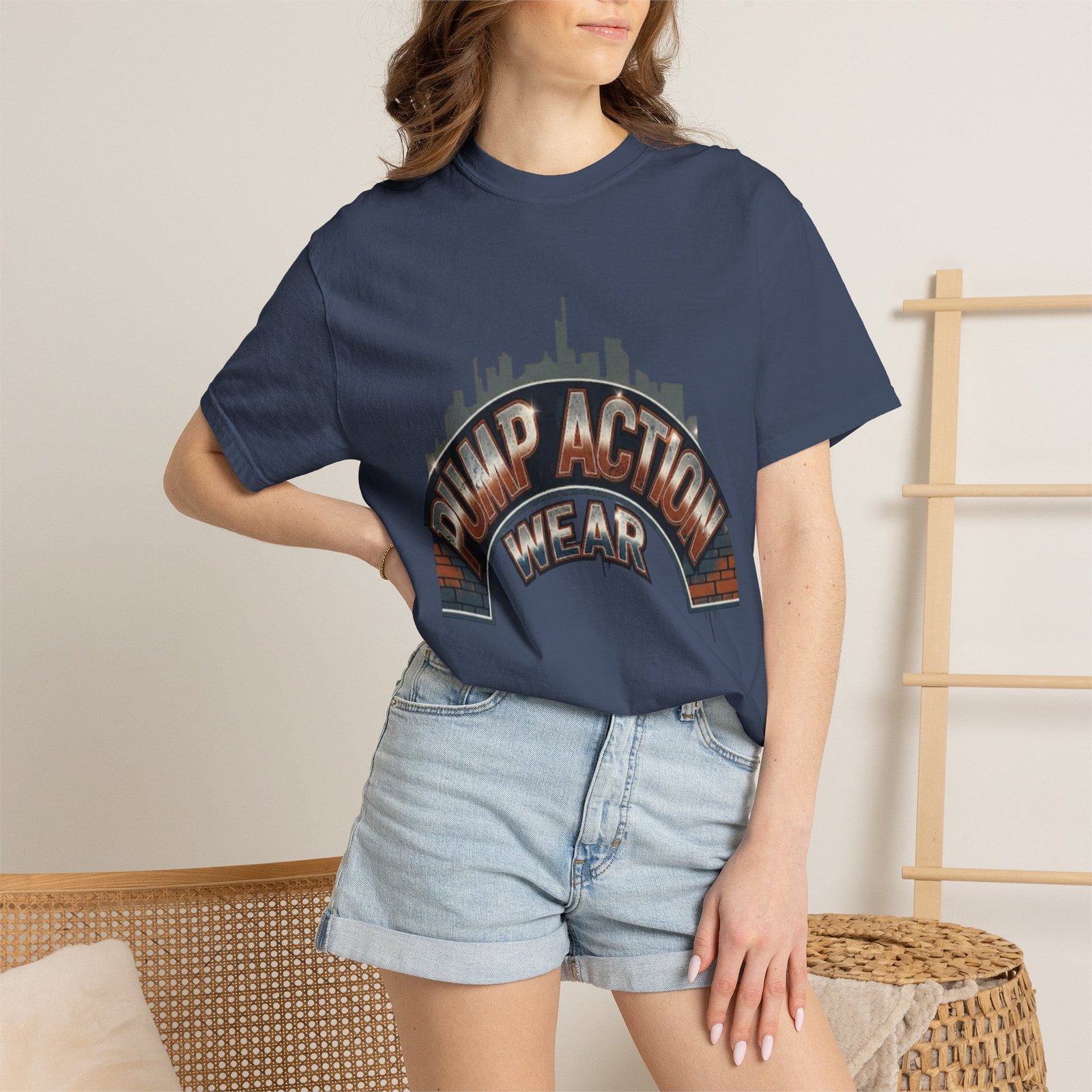 Pump Action Gear T-Shirt — Urban Skyline Retro Graphic Tee - Image 32