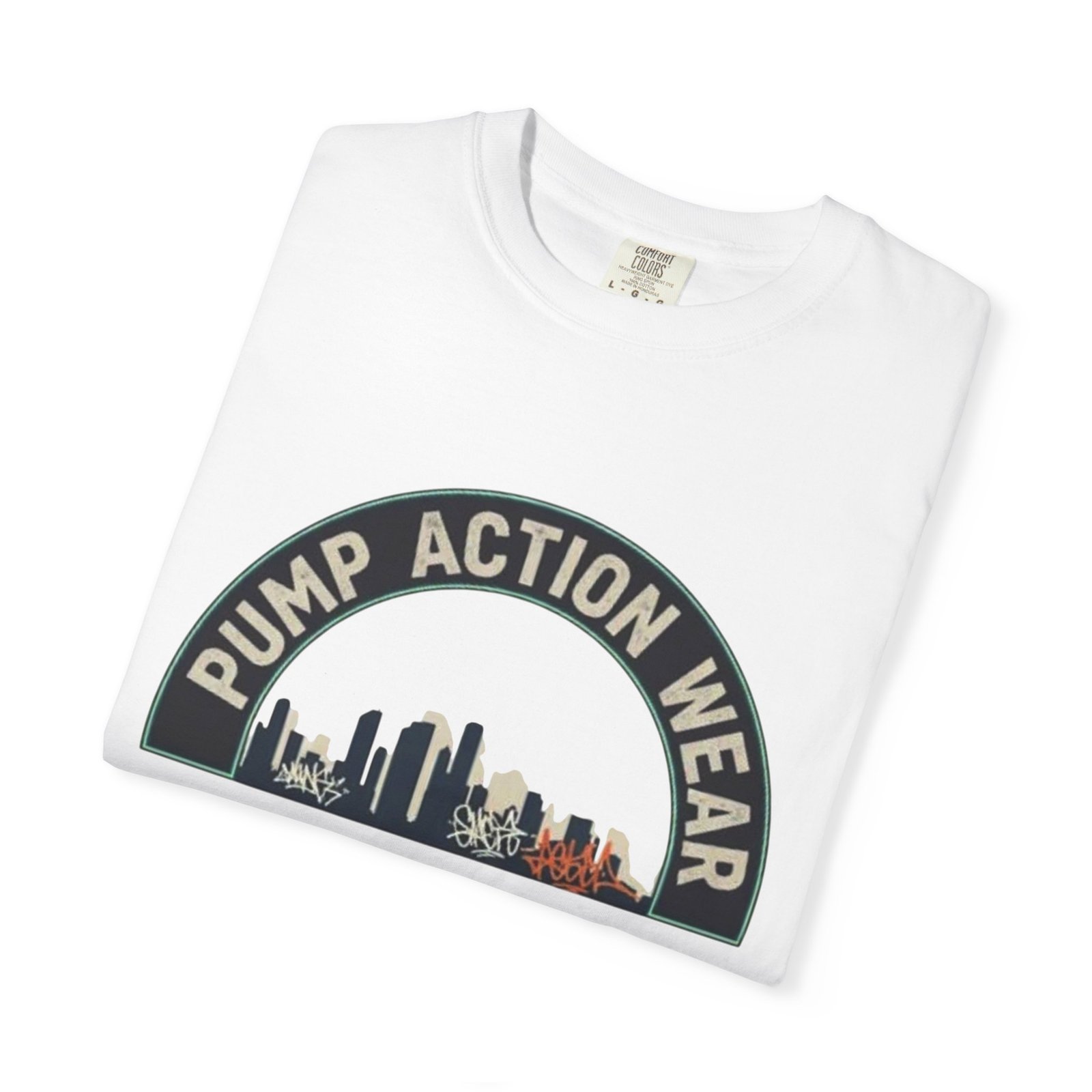 Pump Action Wear Skyline T-Shirt — Urban Retro Graphic Tee - Image 3