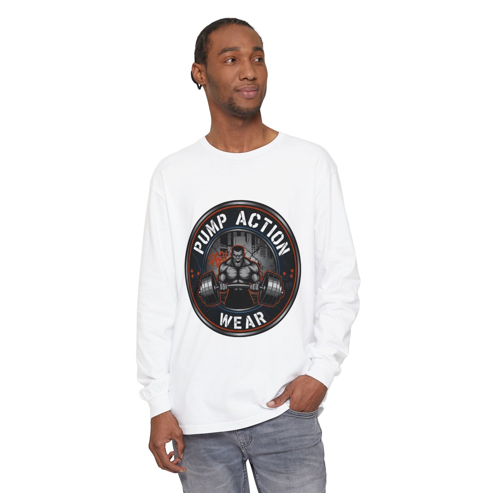 Pump Action Wear Long Sleeve T‑Shirt — Gym Weightlifting Logo Tee - Image 3