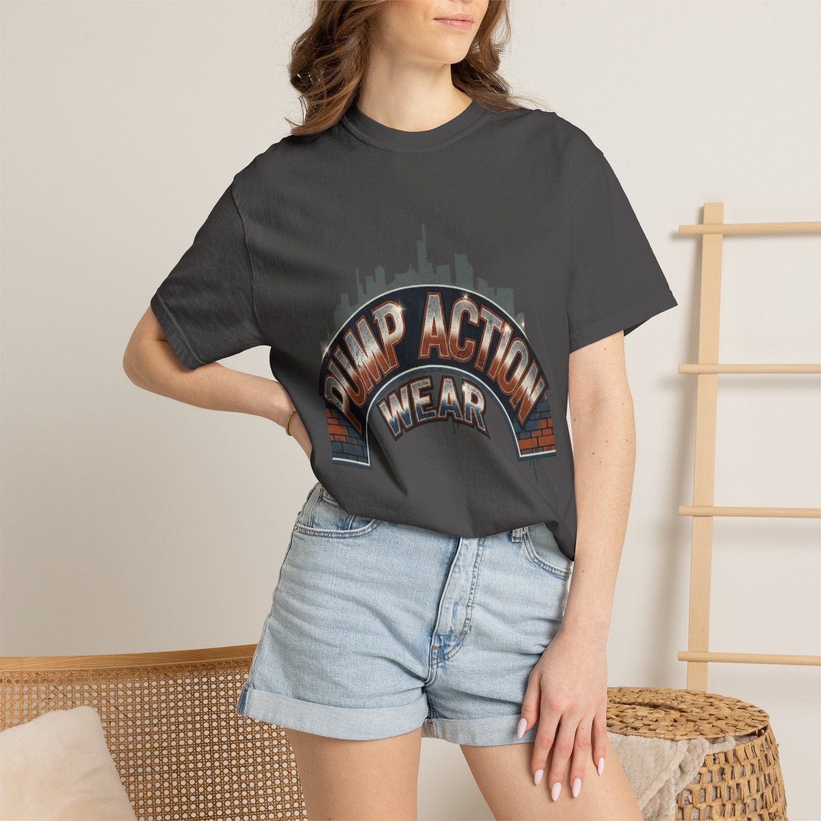 Pump Action Gear T-Shirt — Urban Skyline Retro Graphic Tee - Image 36