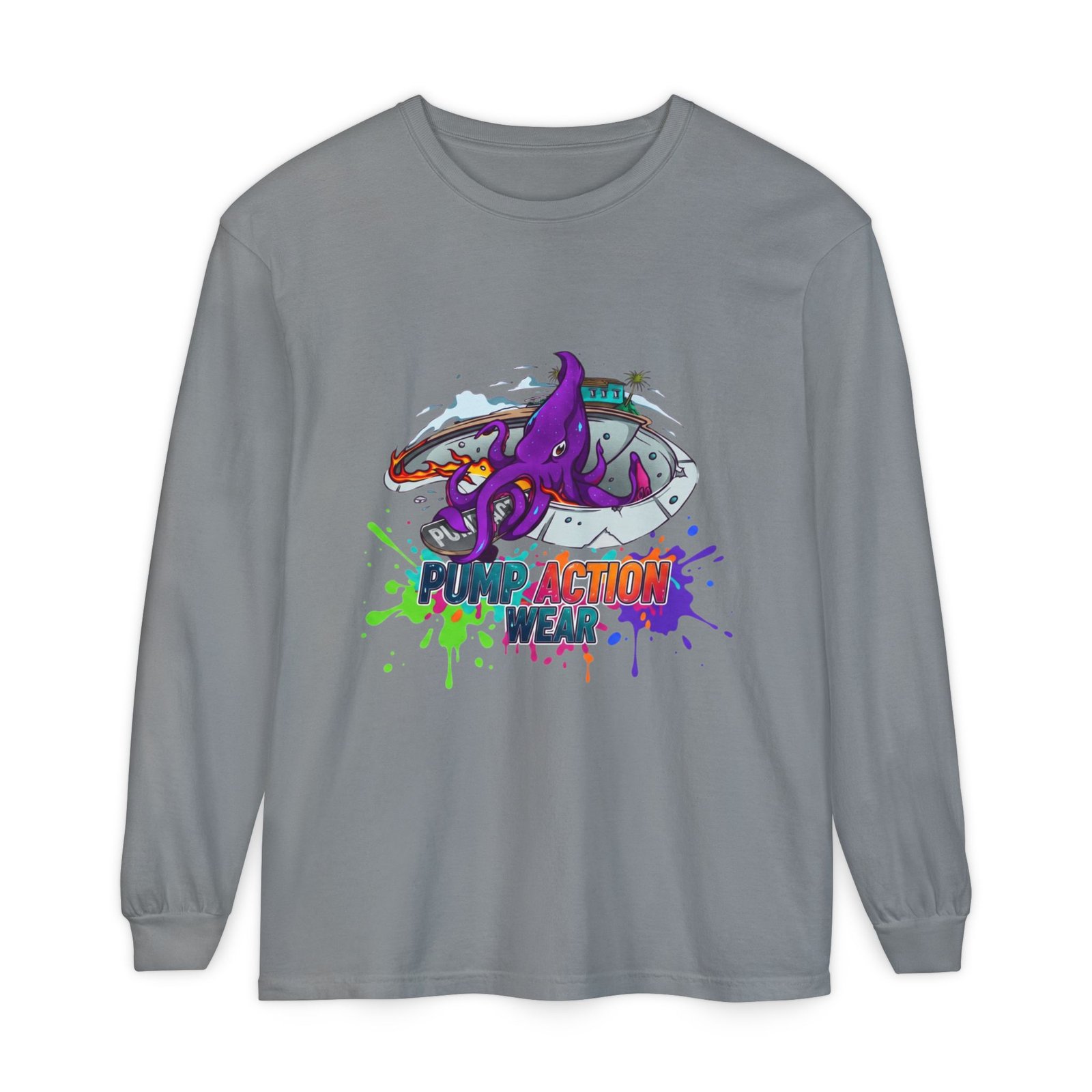 Action Octopus Long Sleeve Tee - "Pump Action Wear" Graphic Shirt - Image 33